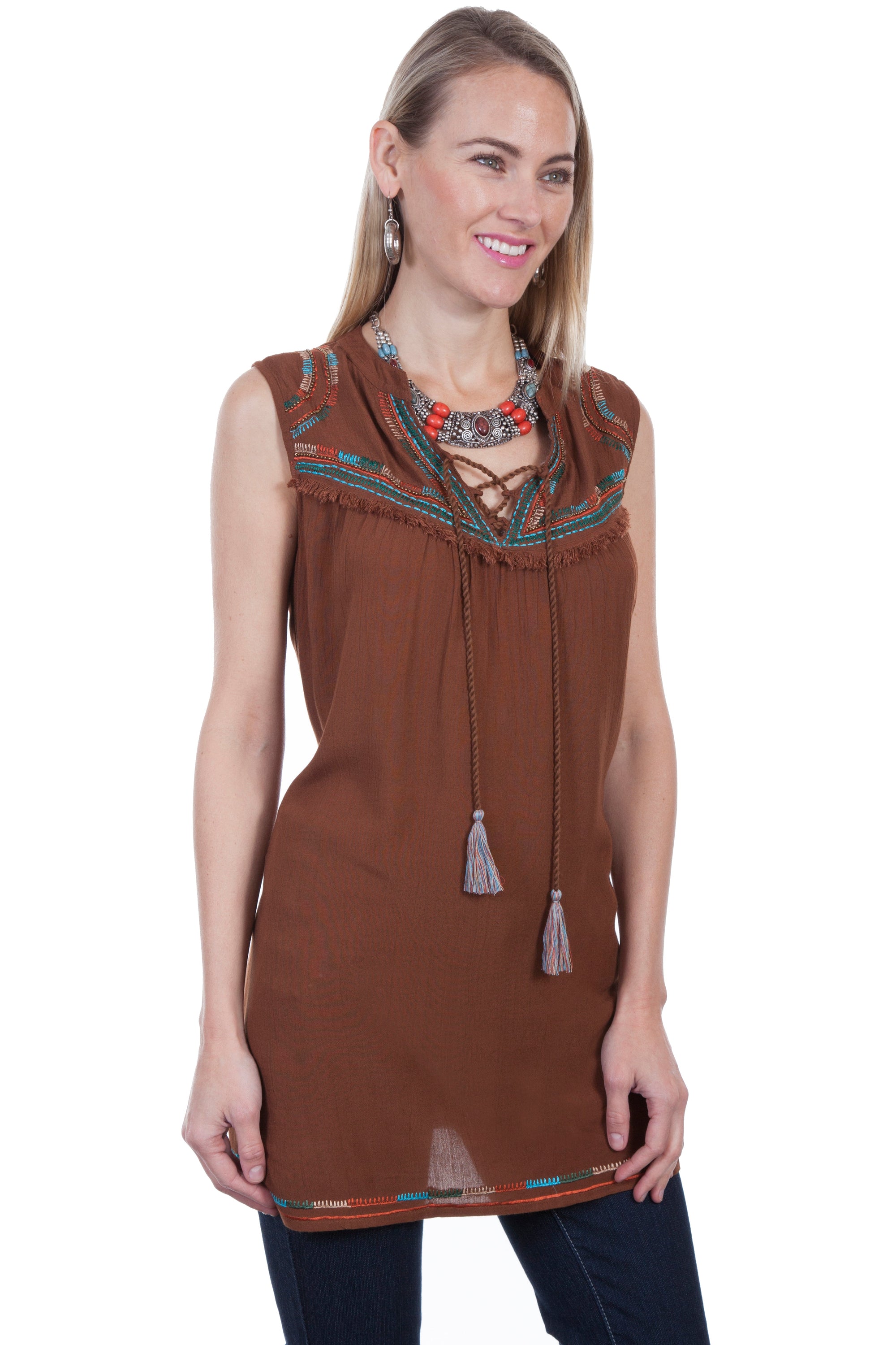 S/l Tie Front Tunic - HC299