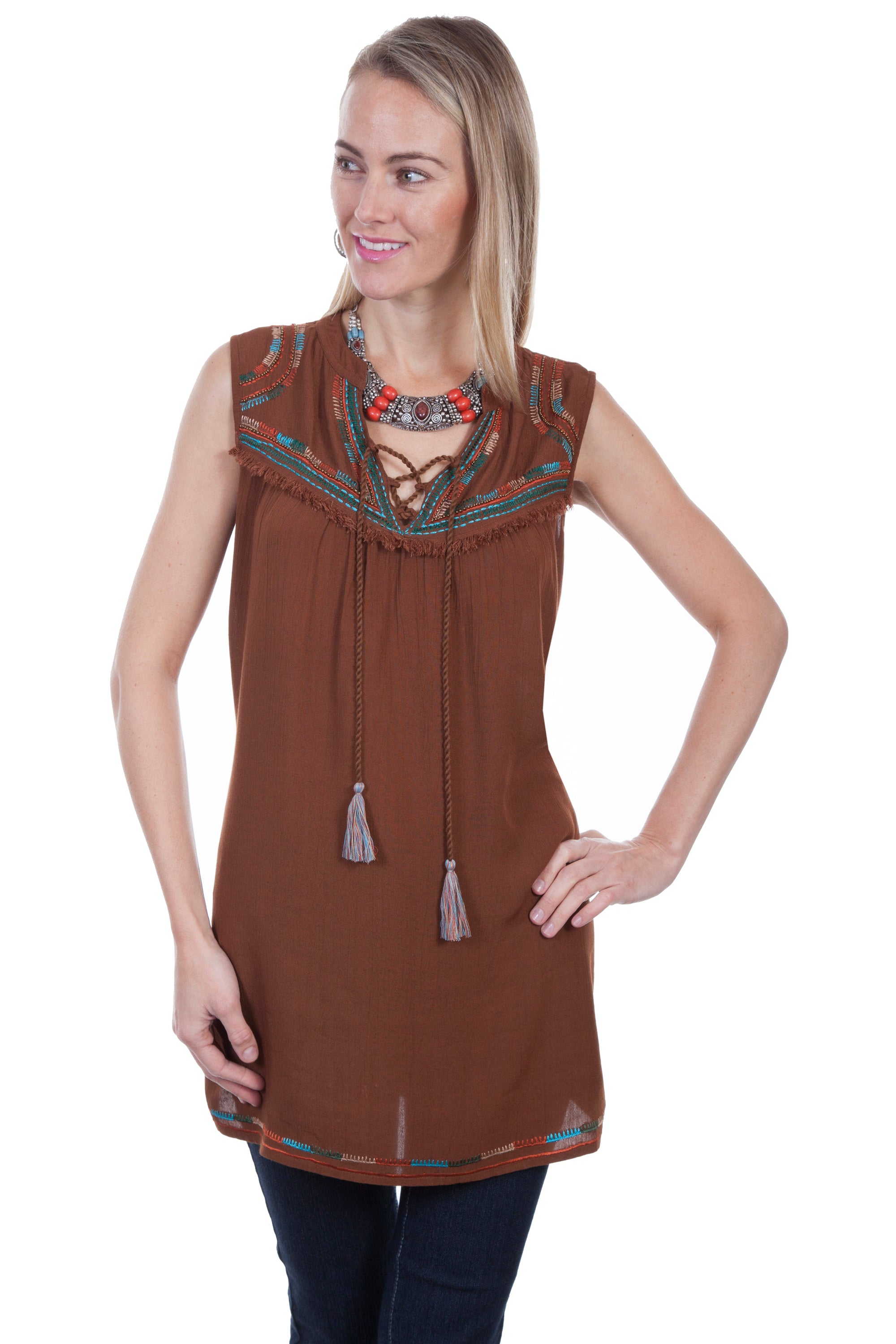 S/l Tie Front Tunic - HC299