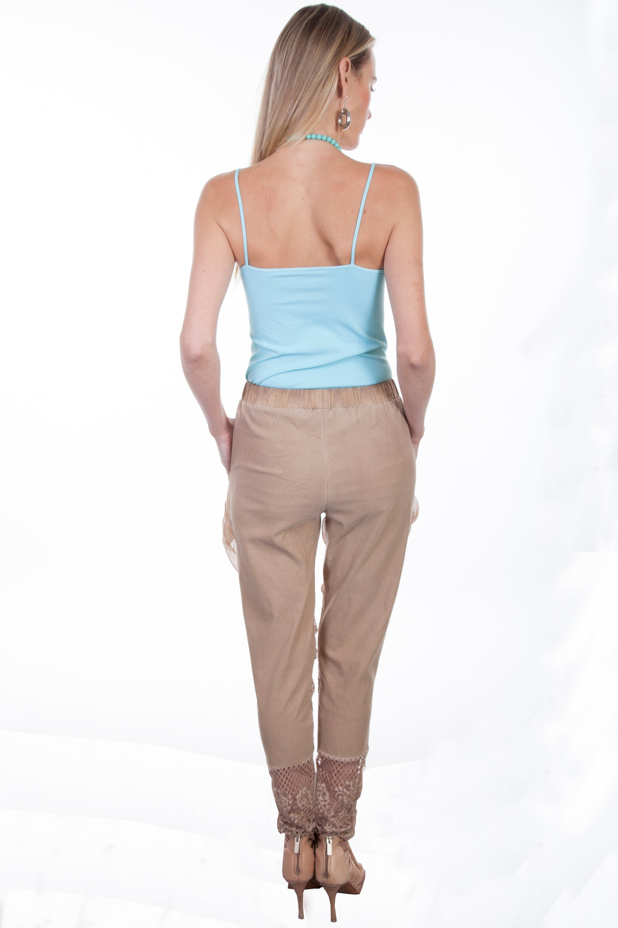 Chiffon Panel/lace Bottom Pants - HC316