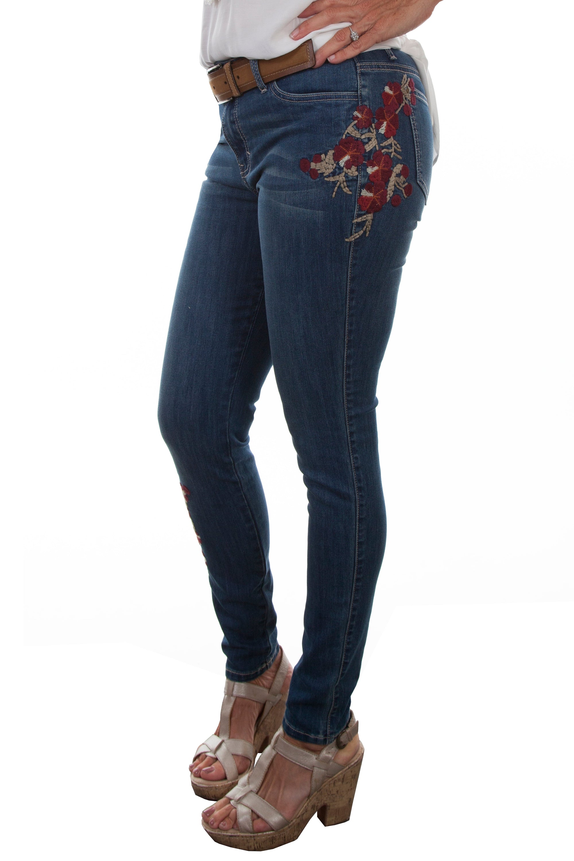 Floral Embroidered Jeans - HC339