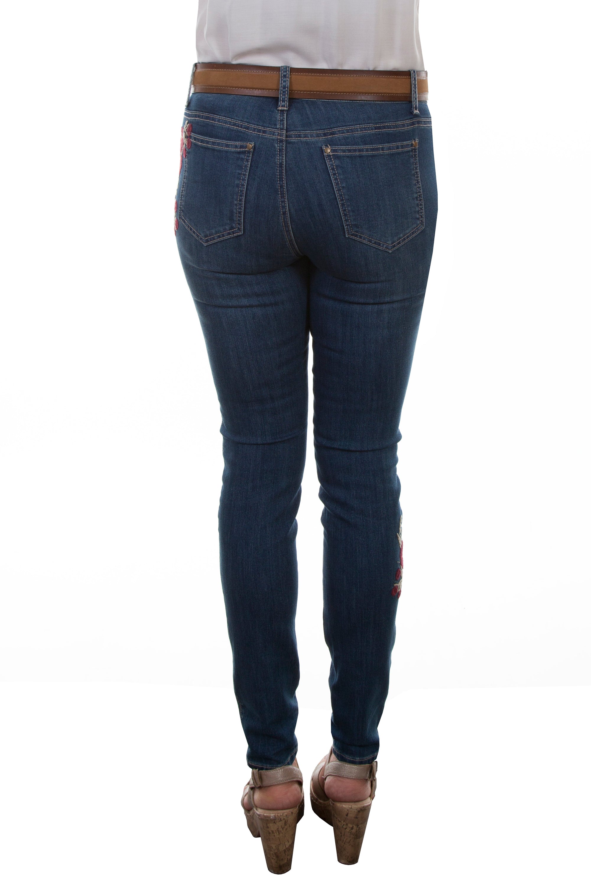Floral Embroidered Jeans - HC339