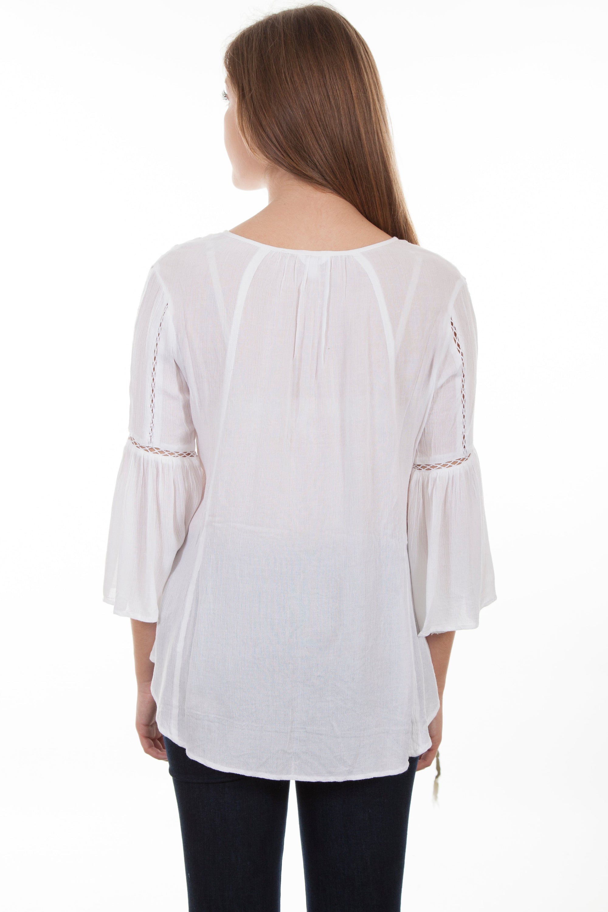 Hi/lo Blouse W/crochet Lace Insets - HC429