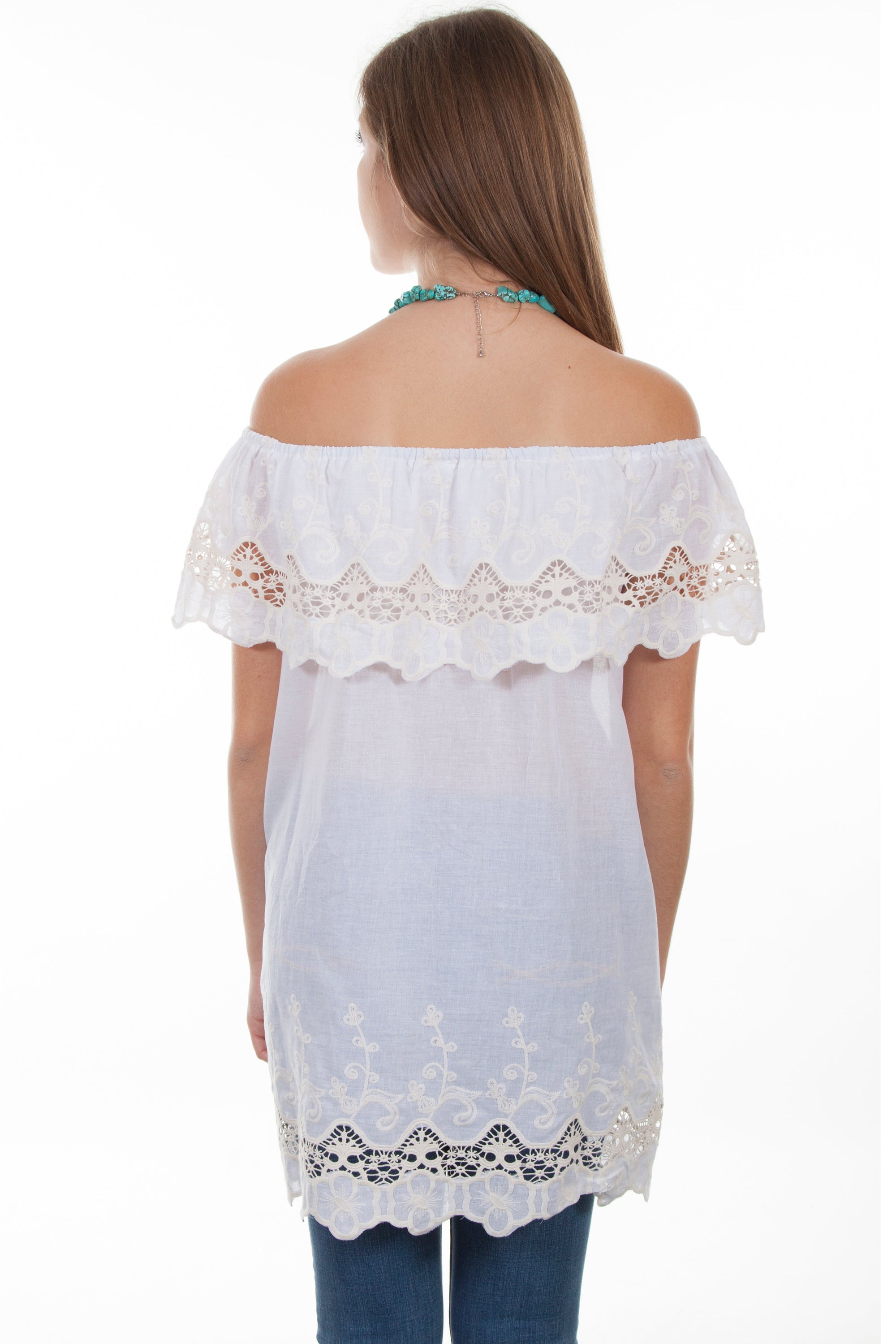 Peasant Blouse Crochet Lace Tonal Em - HC431