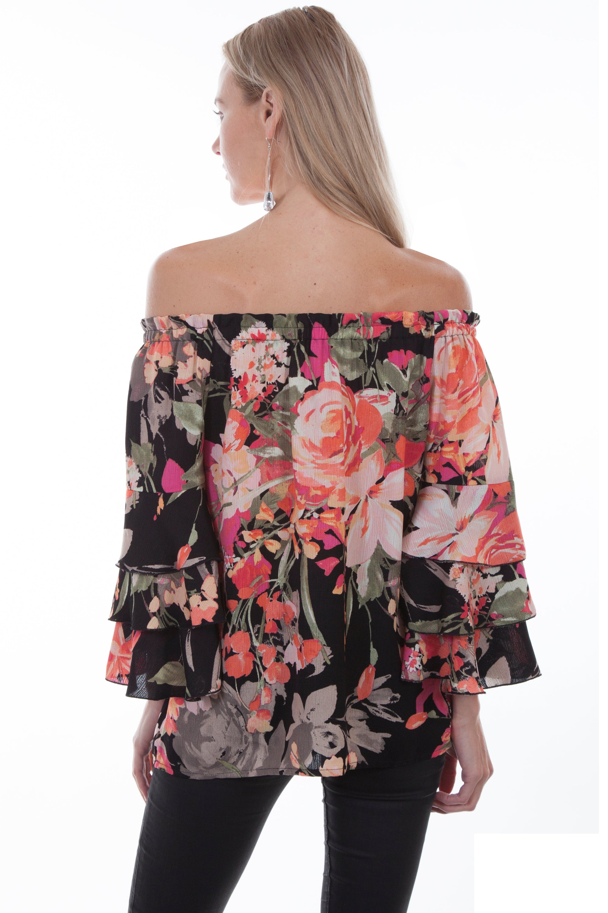 Floral Print Peasant Blouse - HC437