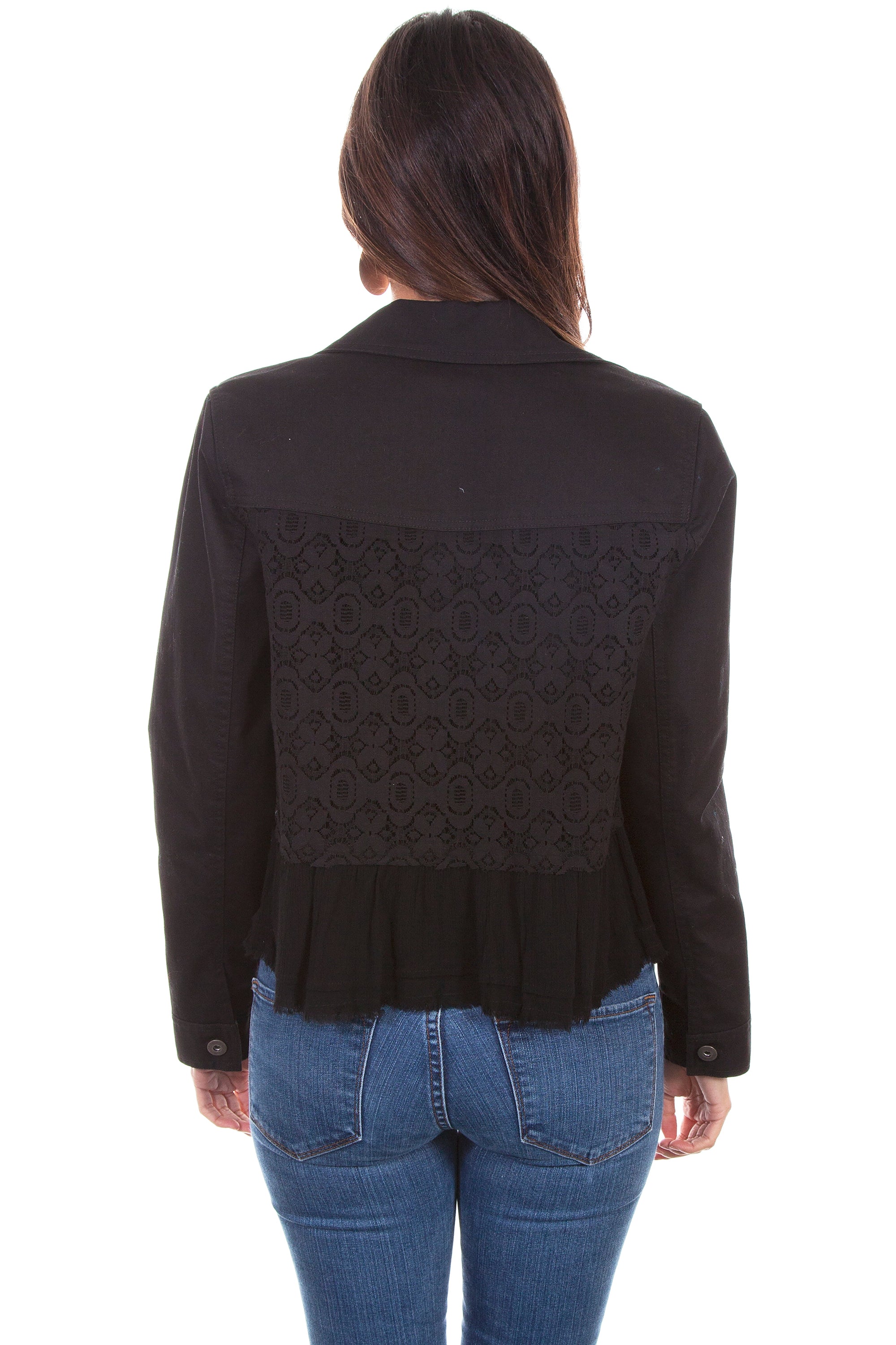 Denim Jkt W/georgette Ruffle - HC465