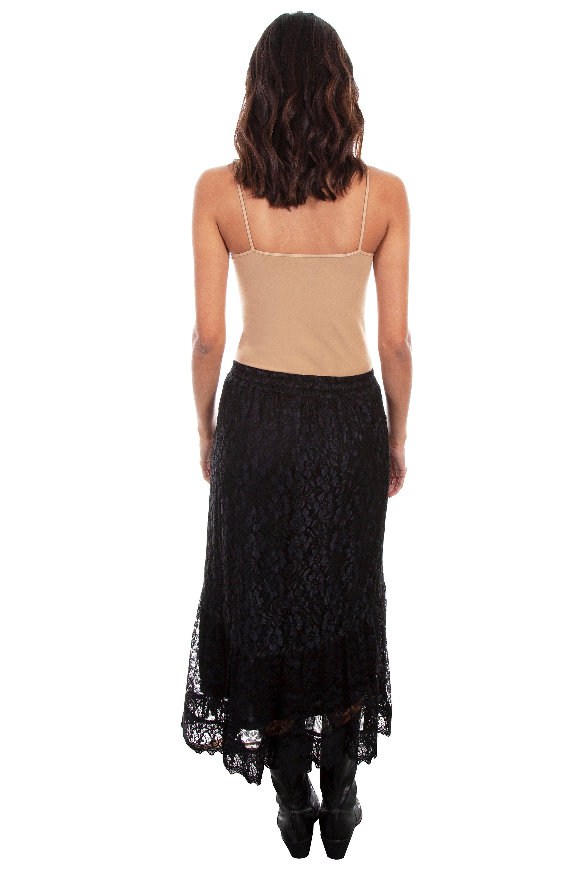 Split Lace Skirt W/scalloped Hemline - HC481