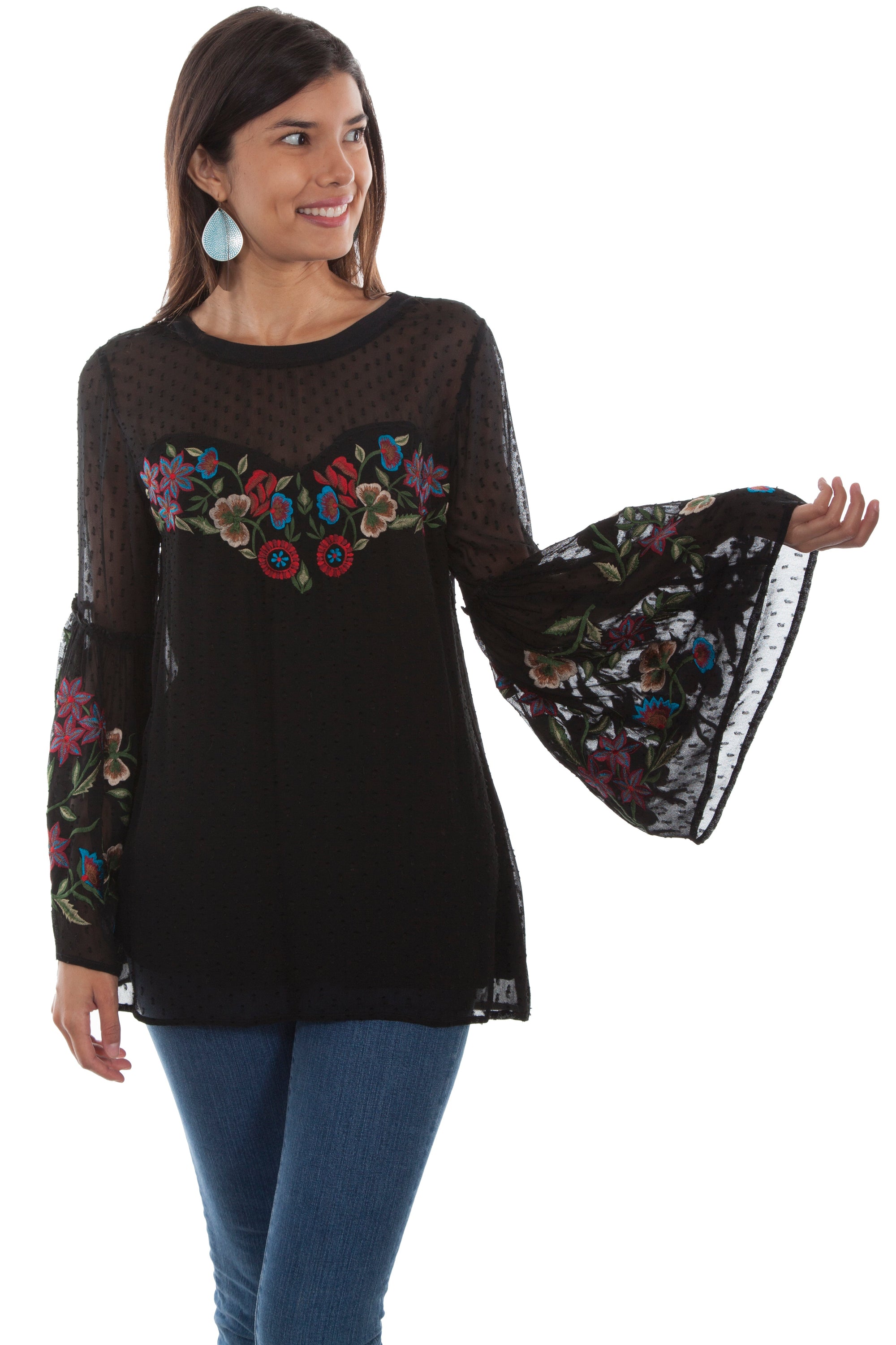 Swiss Dot Tunic W/bell Sleeves - HC497