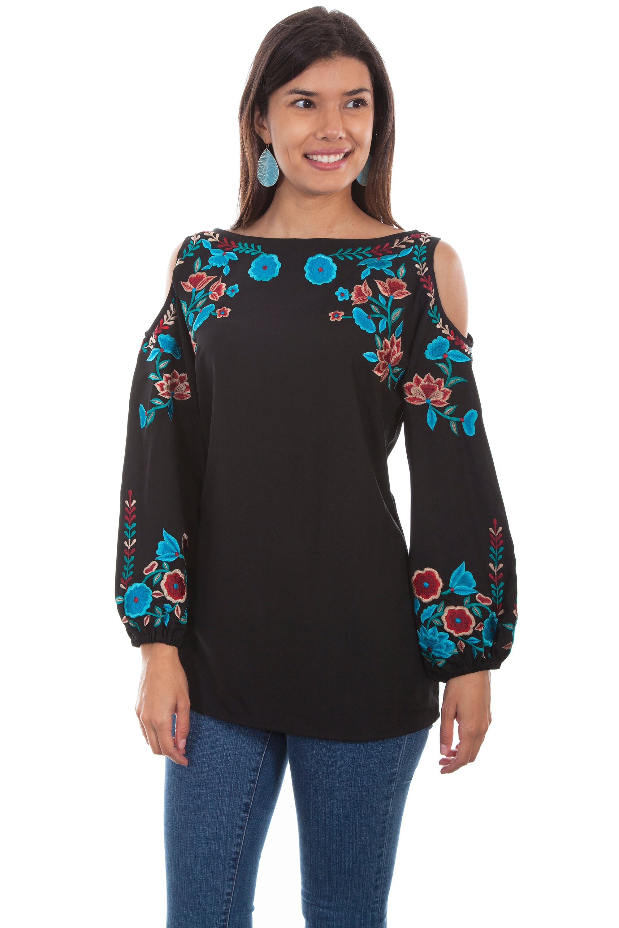 Cold Shoulder L/s Tunic W/emb. - HC508