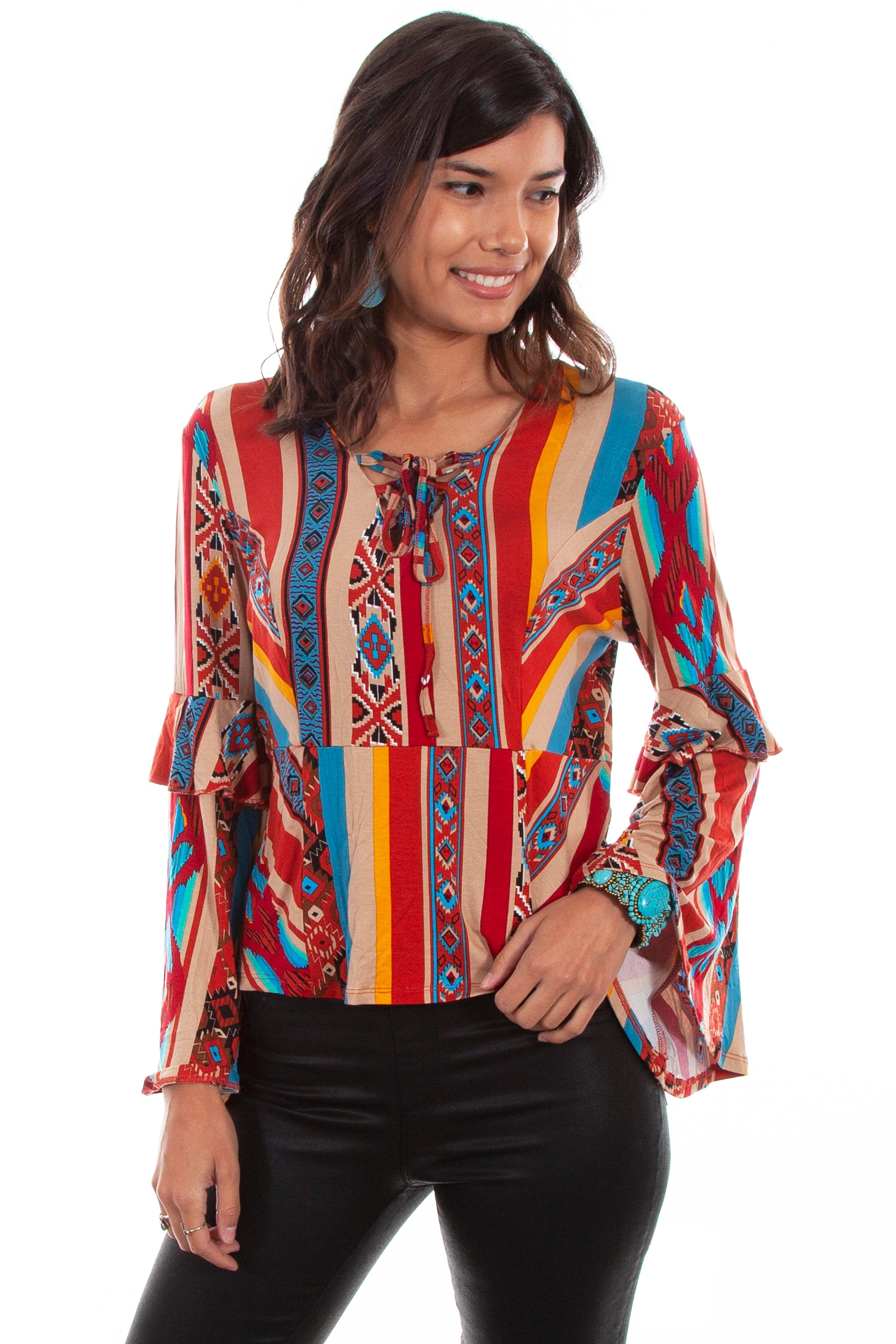 Serape L/s Top W/ruffle - HC517