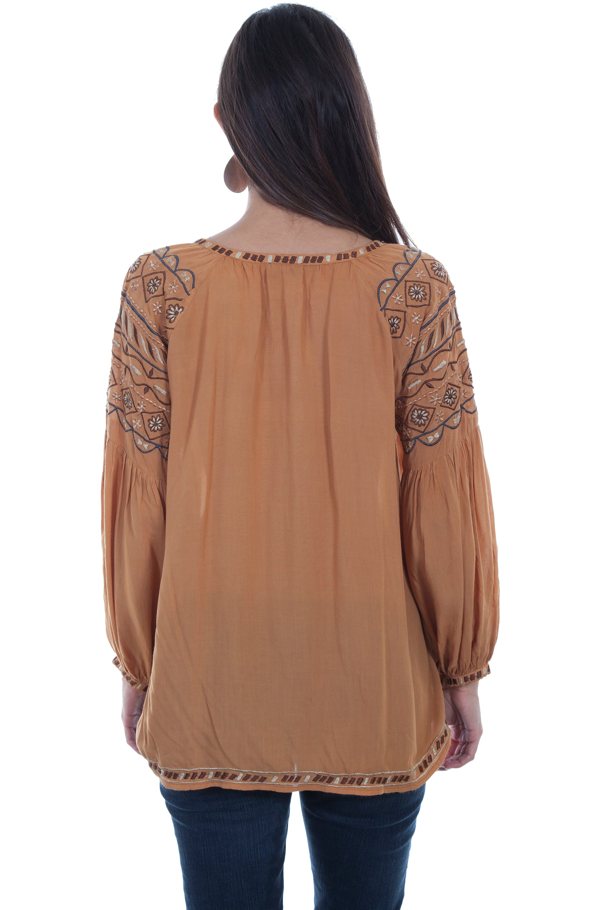 Tie Neck Line W/poet Sleeves Emb. - HC526