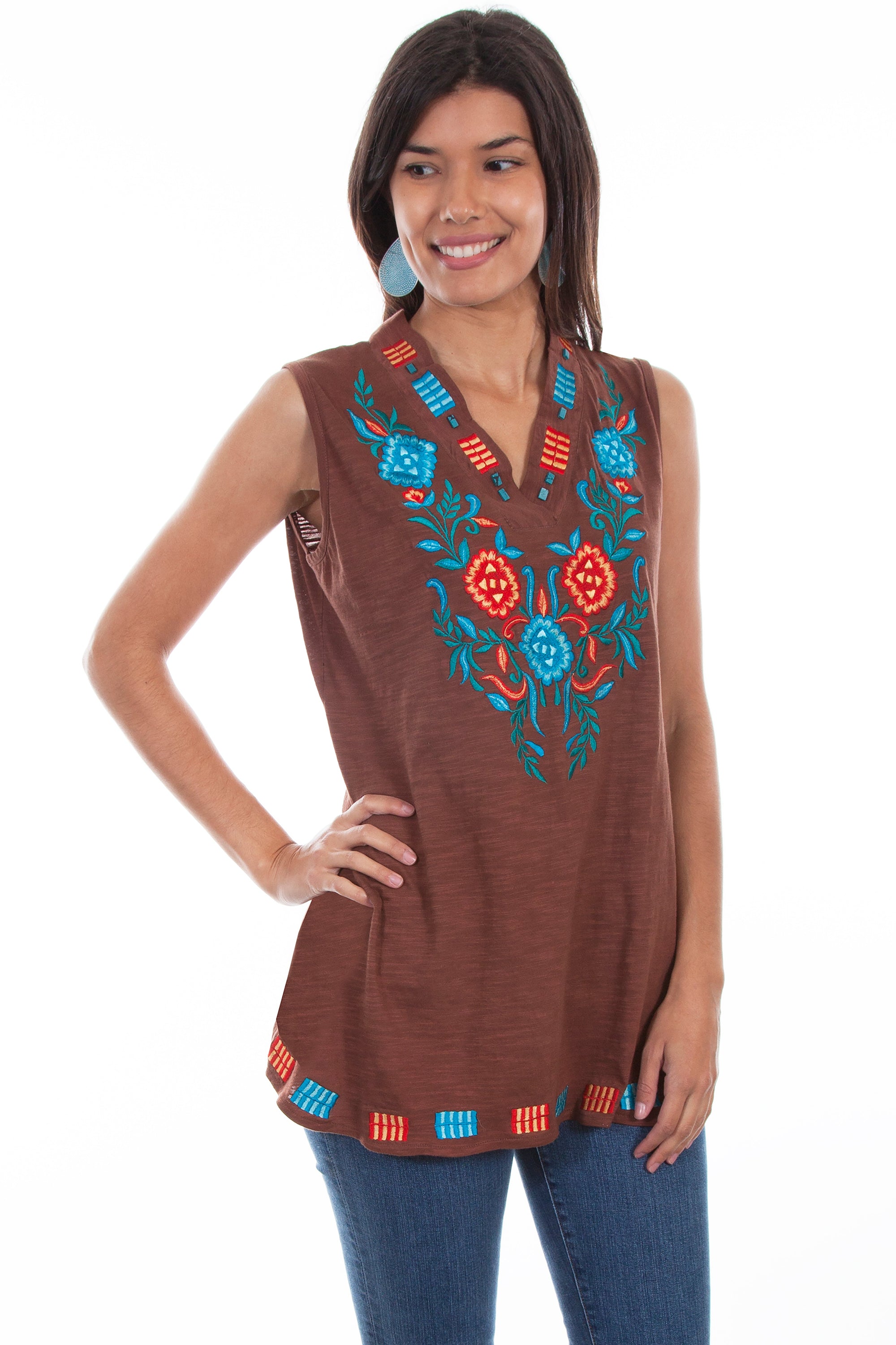 V-neck Tank W/beads - HC532