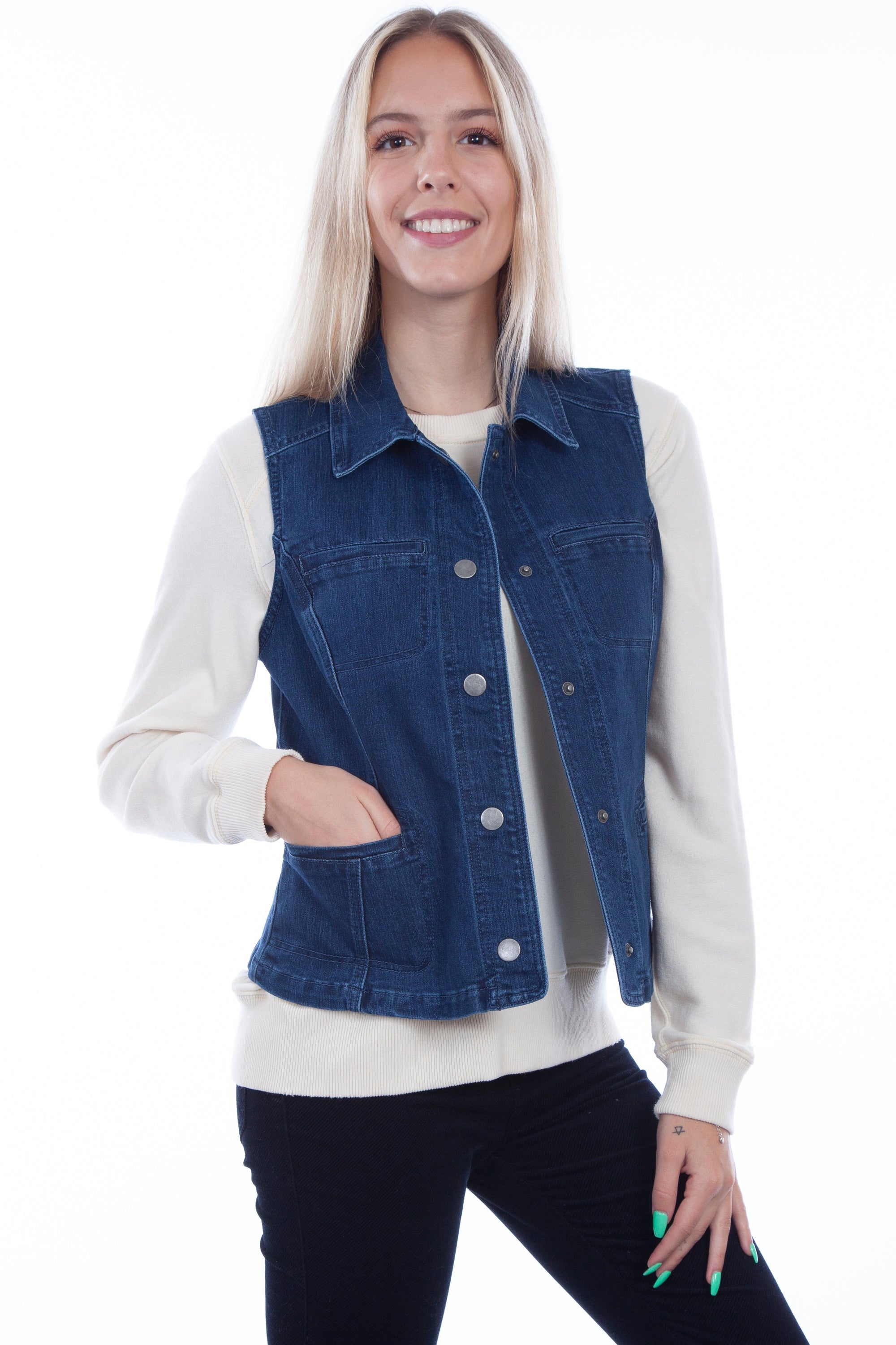 Denim Vest W/princess Seams - HC548