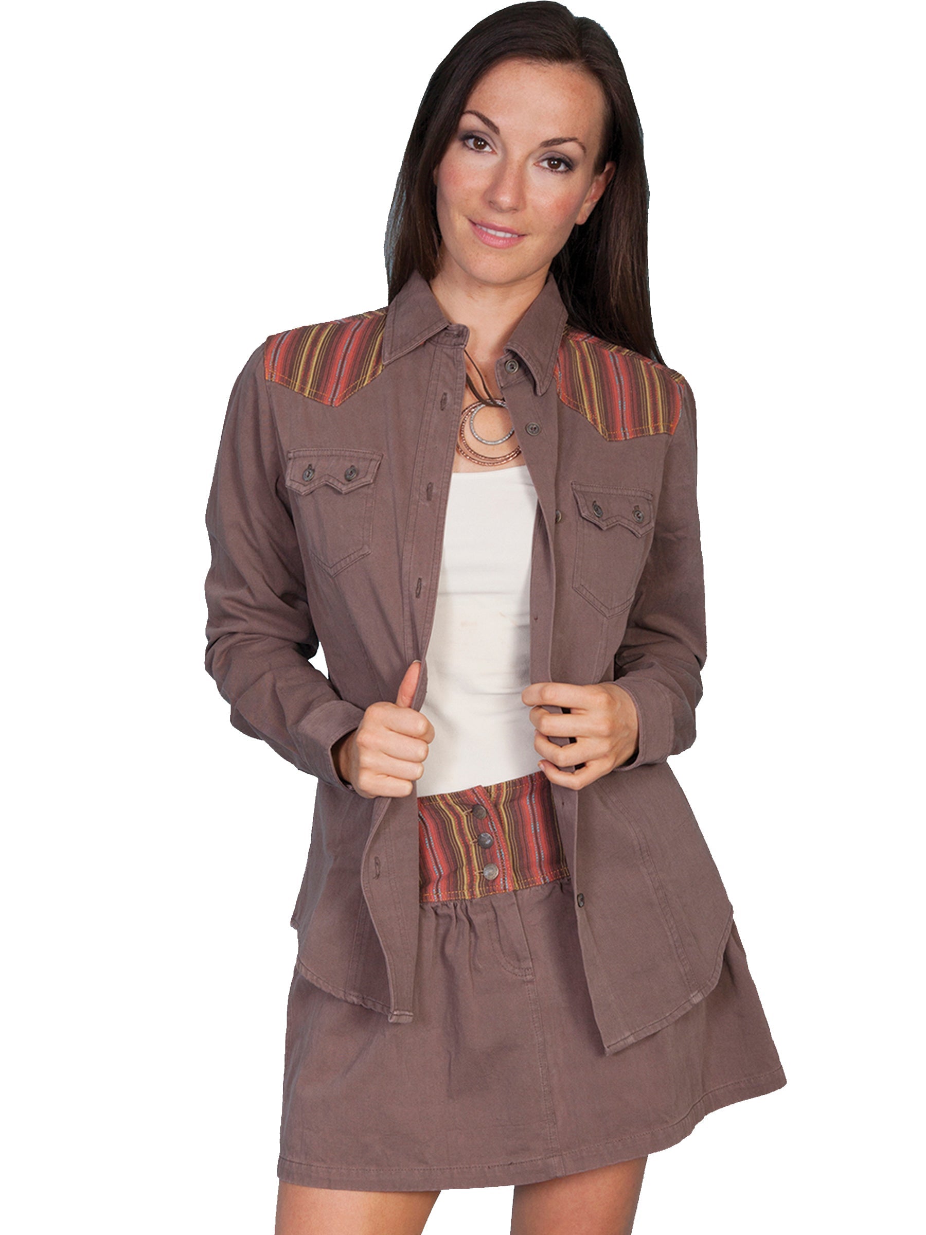 Blouse W/stripe Yoke - HC55