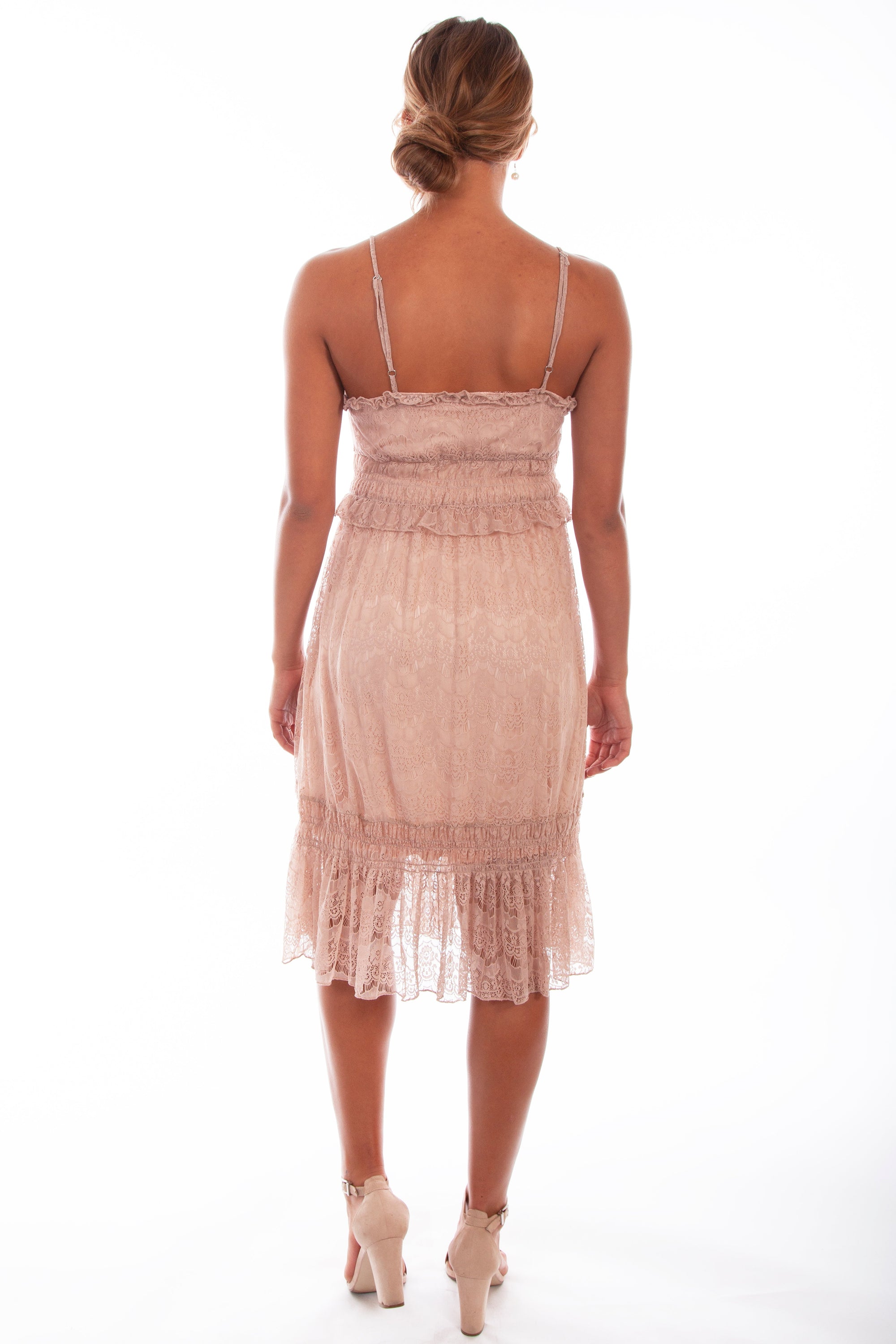Lined Tiered Lace Dress W/adj. Strap - HC558