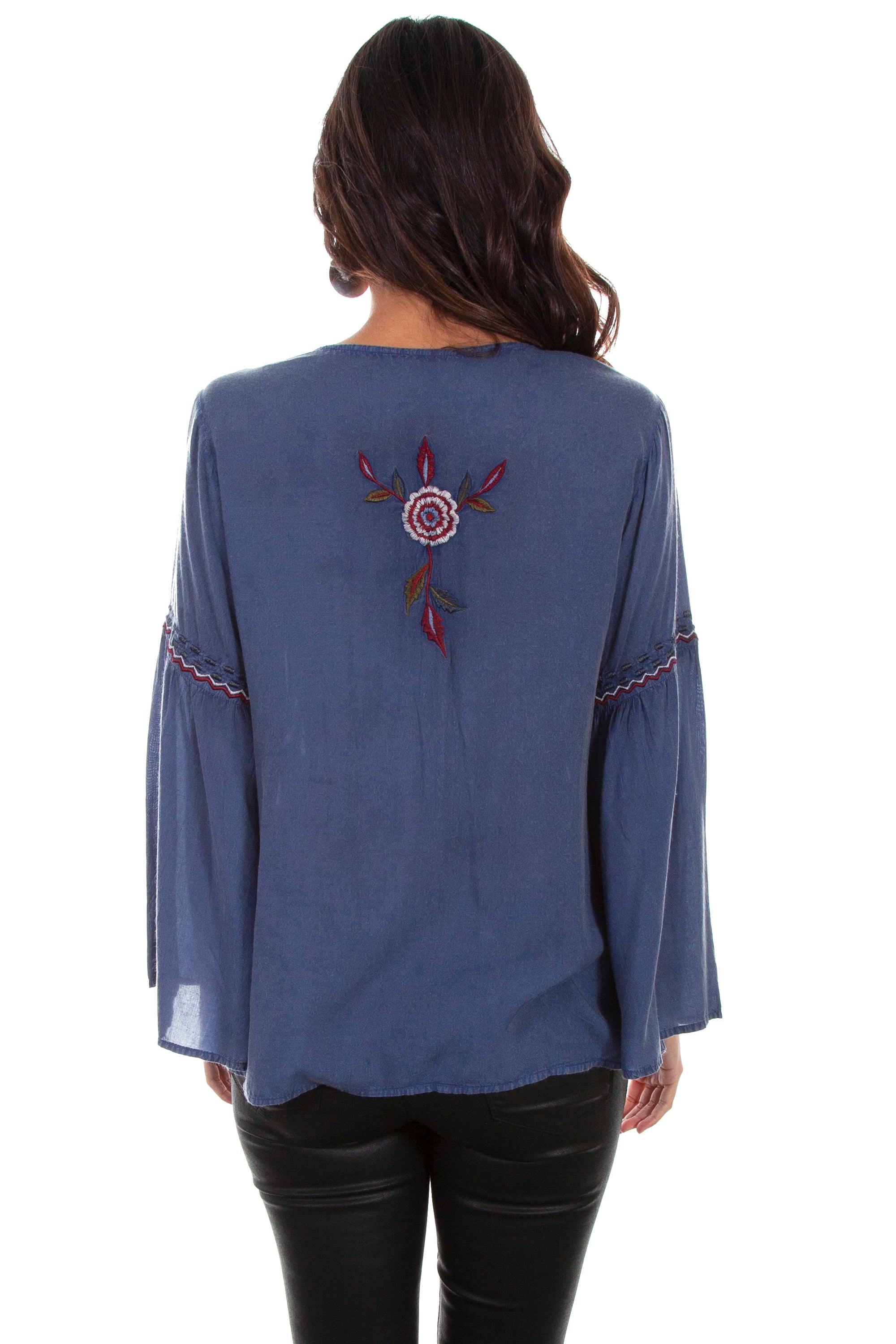 Emb V-neck W/bell Sleeves - HC571