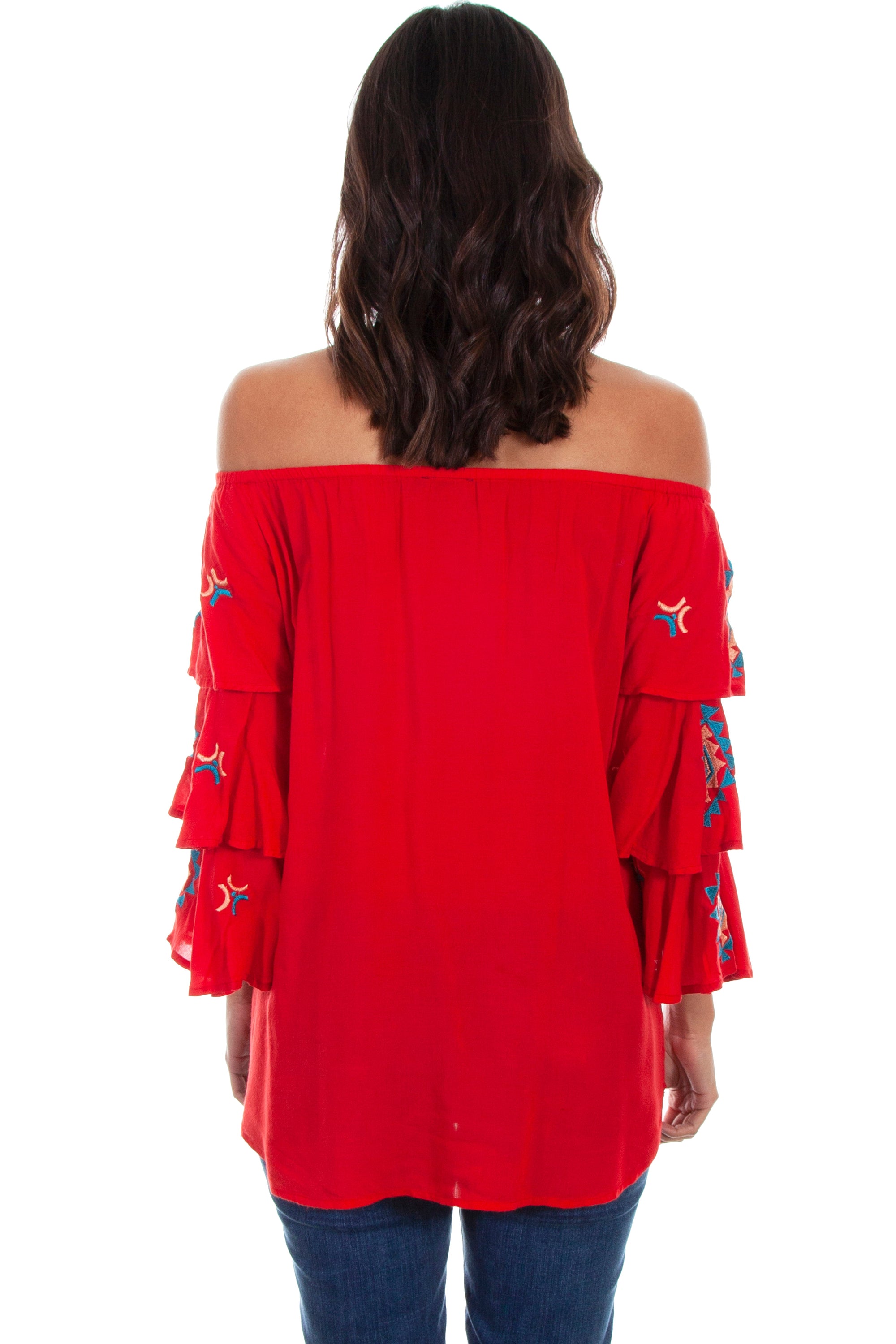 Emb. Tunic W/triple Ruffle Sleeves - HC572