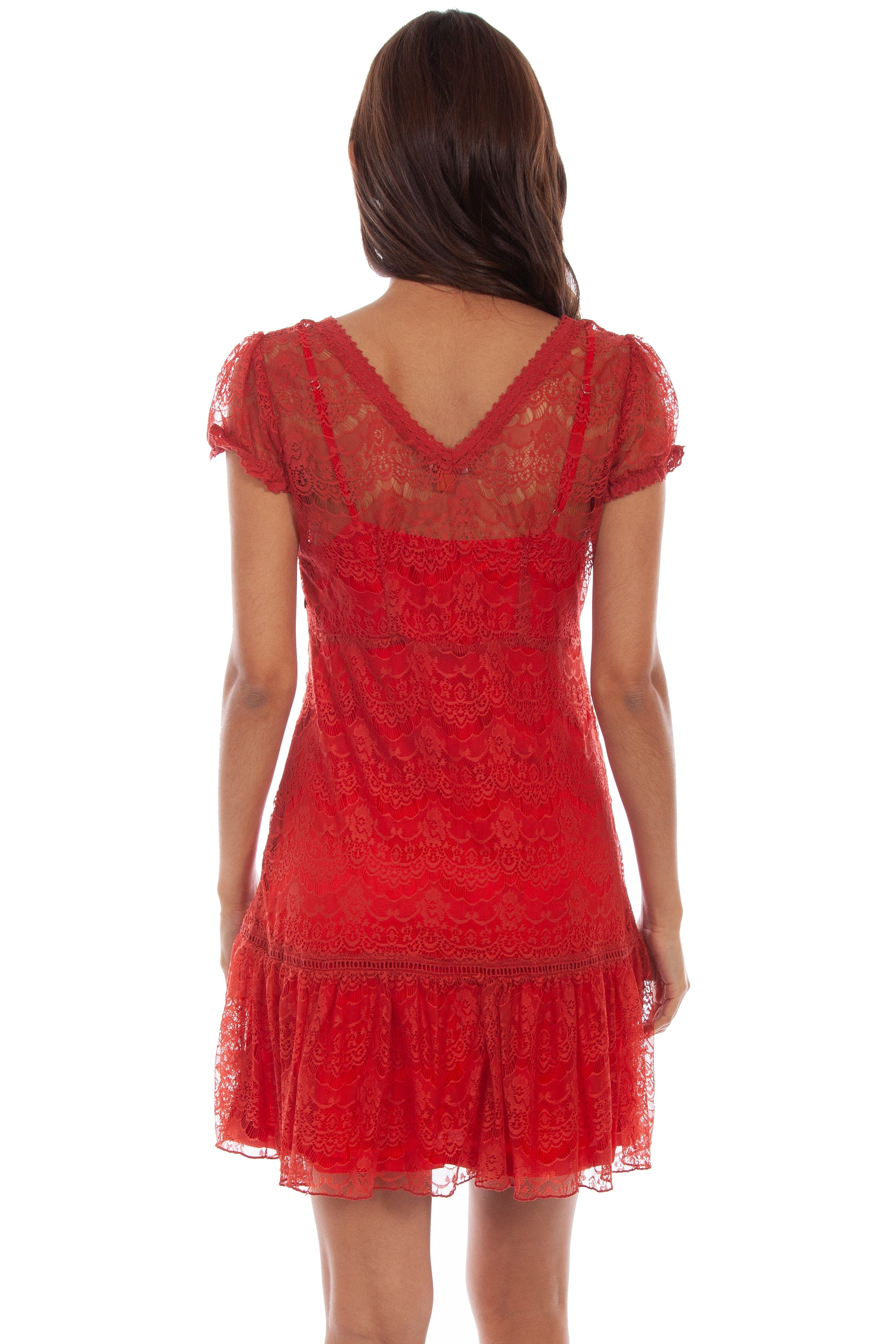 Cap Sleeves Lace Dress - HC581
