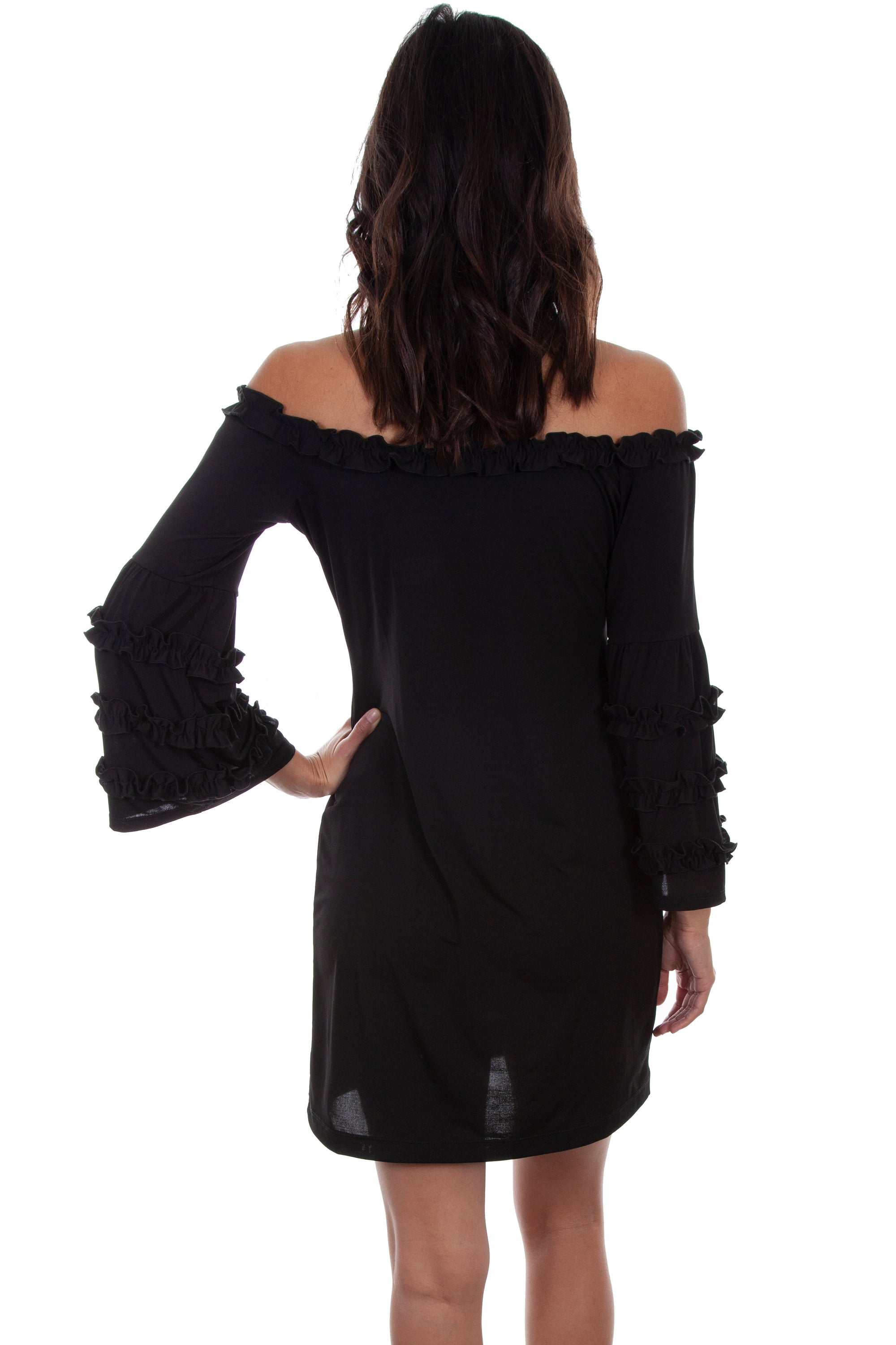 Black Dress W/ruffle Detail - HC584