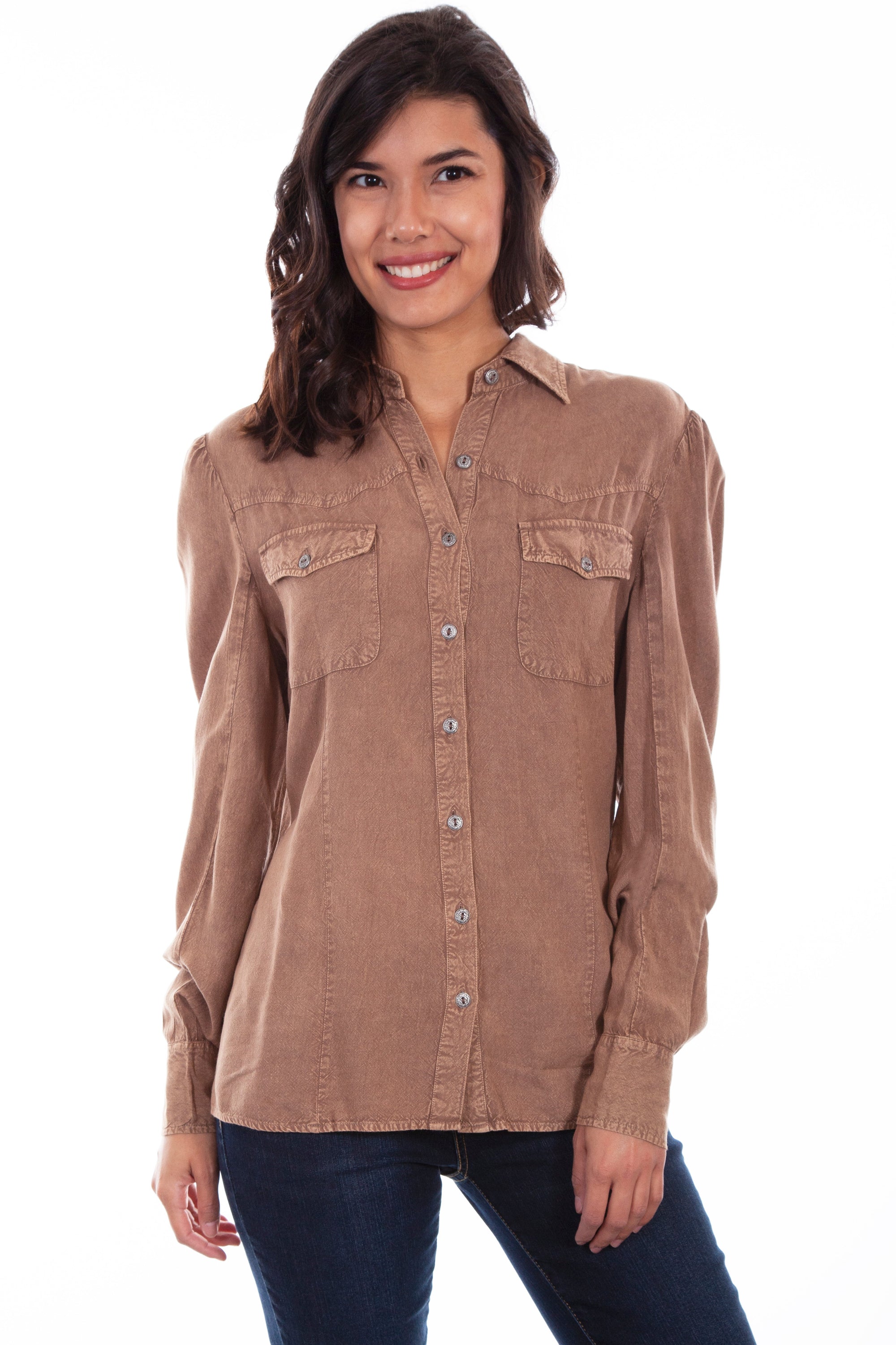 Western Yoke Blouse W/bustle Back - HC587