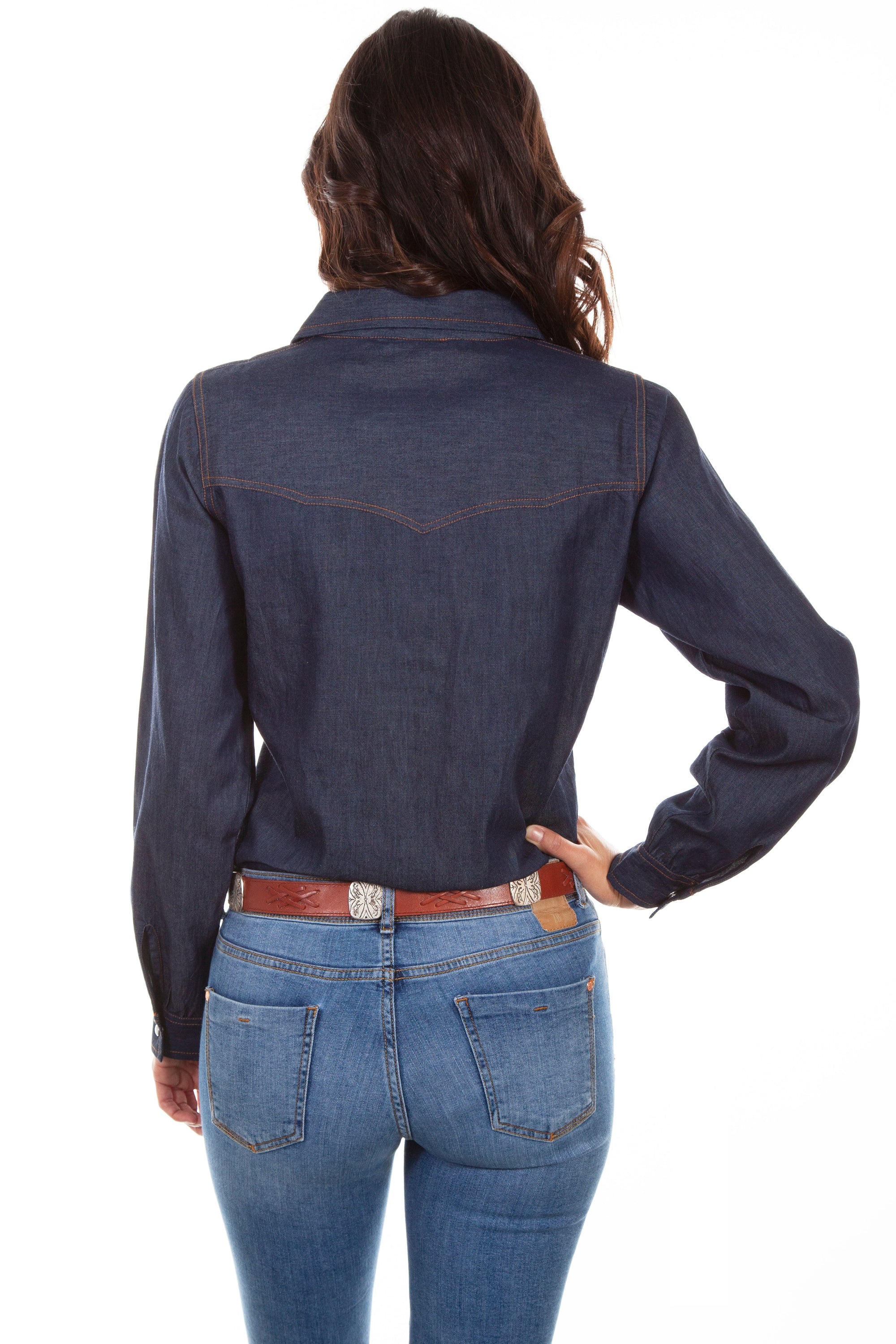 Denim Button Front Sawtooth Pockets - HC591