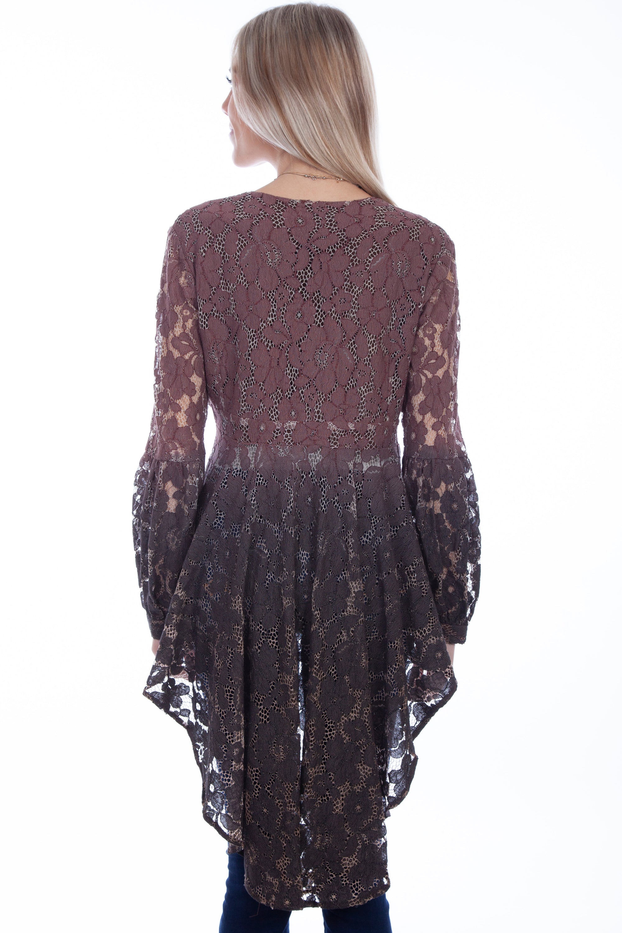 Hi/lo Surplice Top W/balloon Sleeves - HC613
