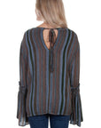Braided Bell Slv Tie Back Blouse - HC615