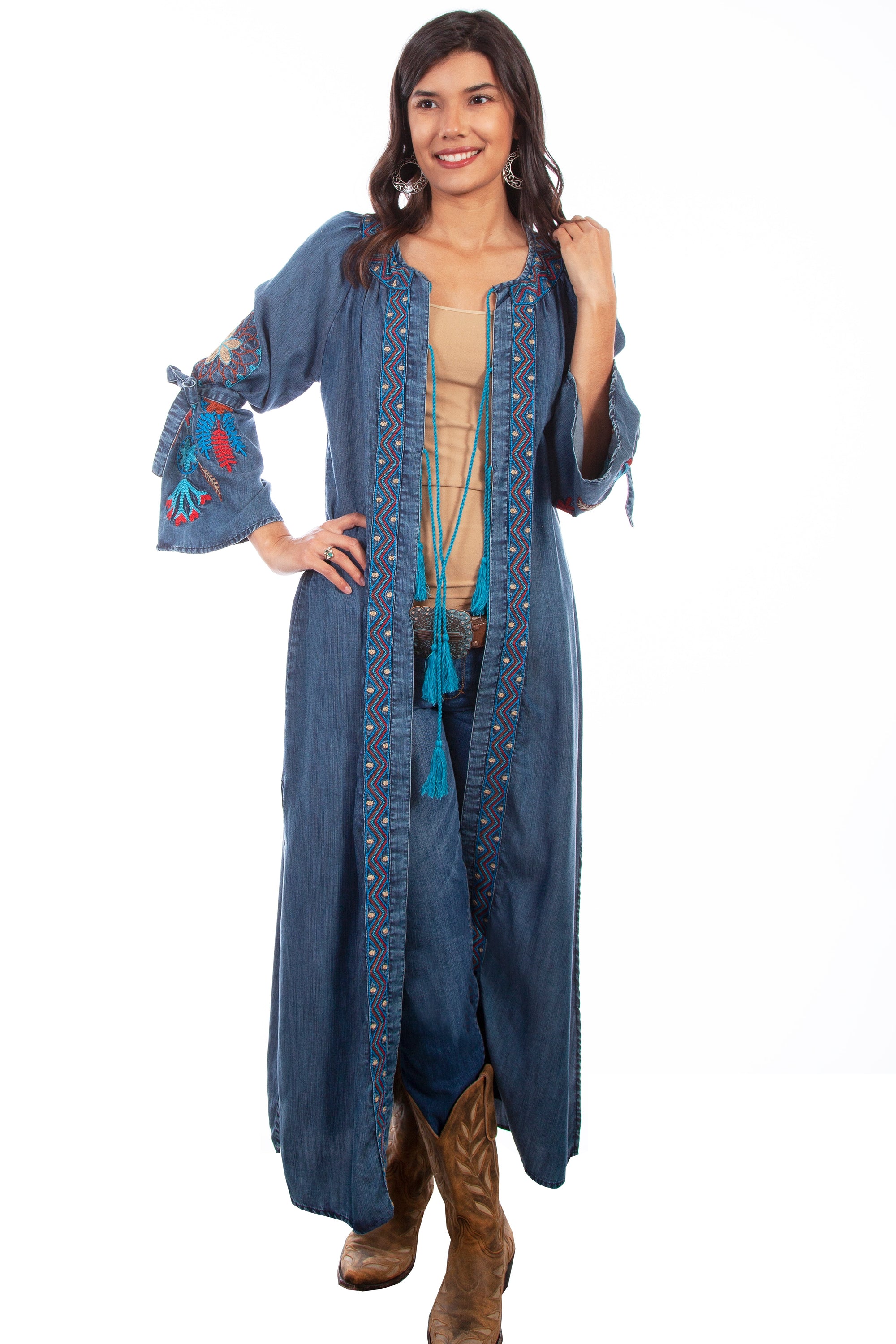 Dream Catcher Emb Denim Duster - HC633