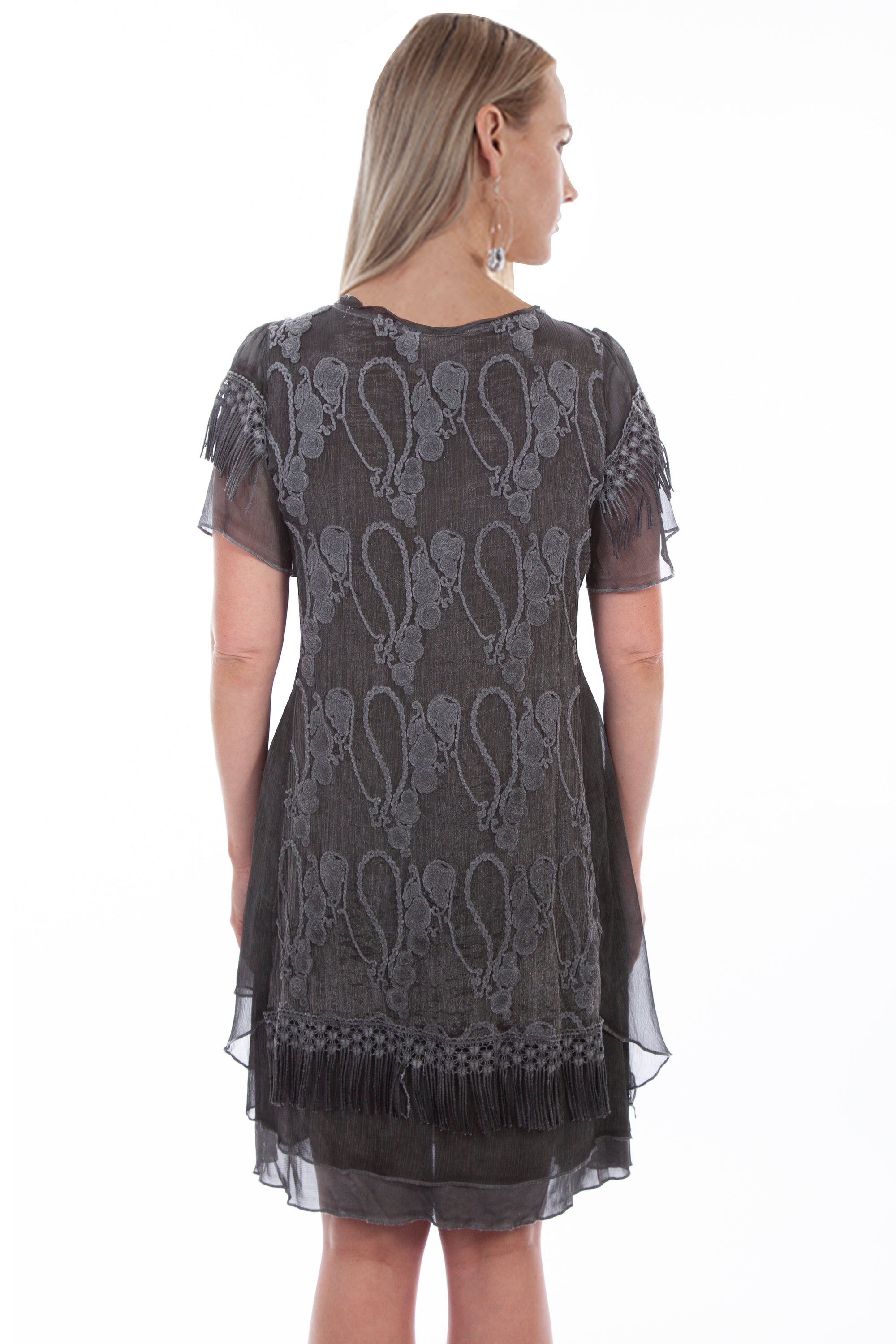 Layered Capsleeve Embellished Dress - HC637