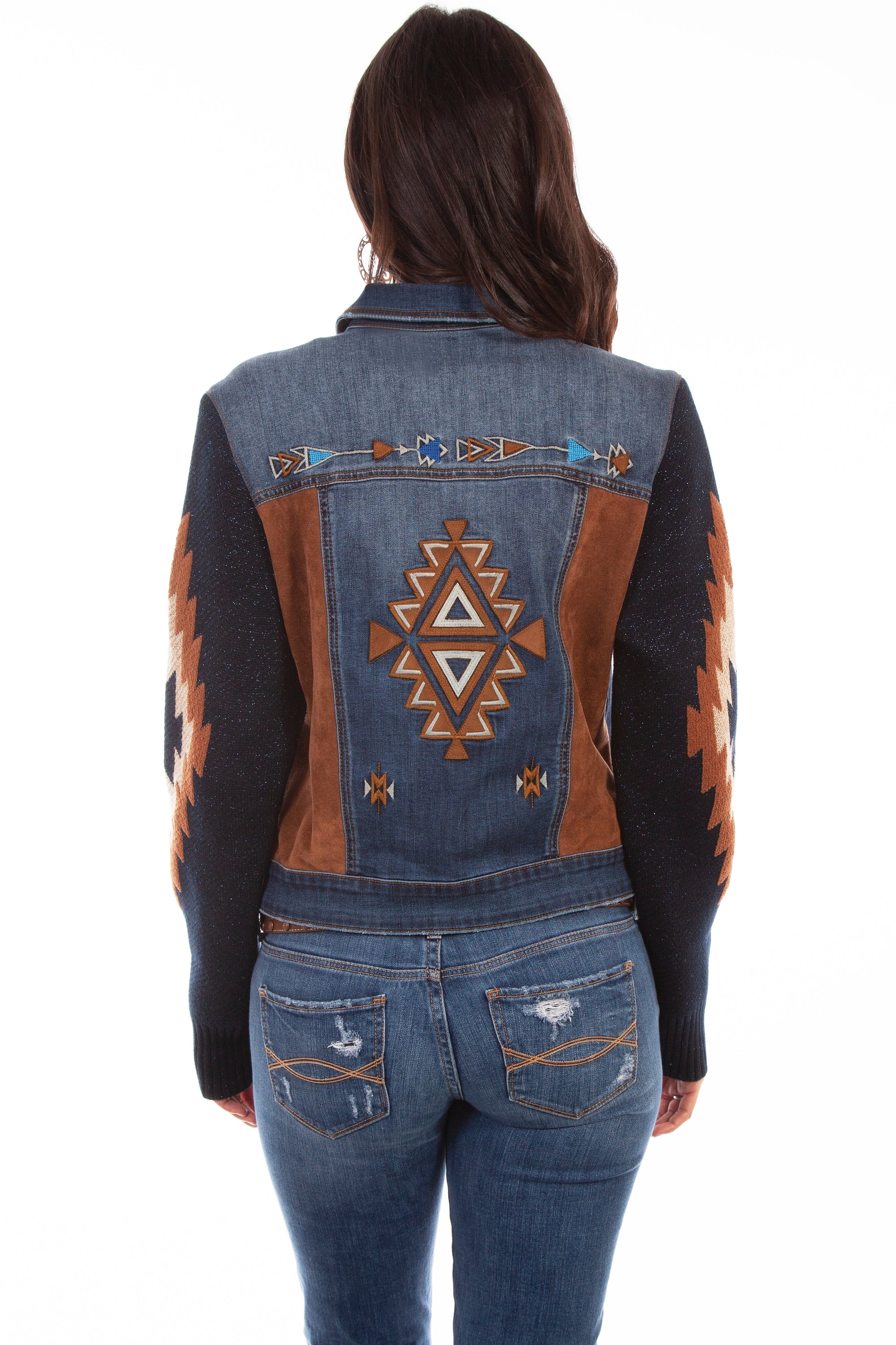 Aztec Emb. Sweater Sleeve Jacket - HC639