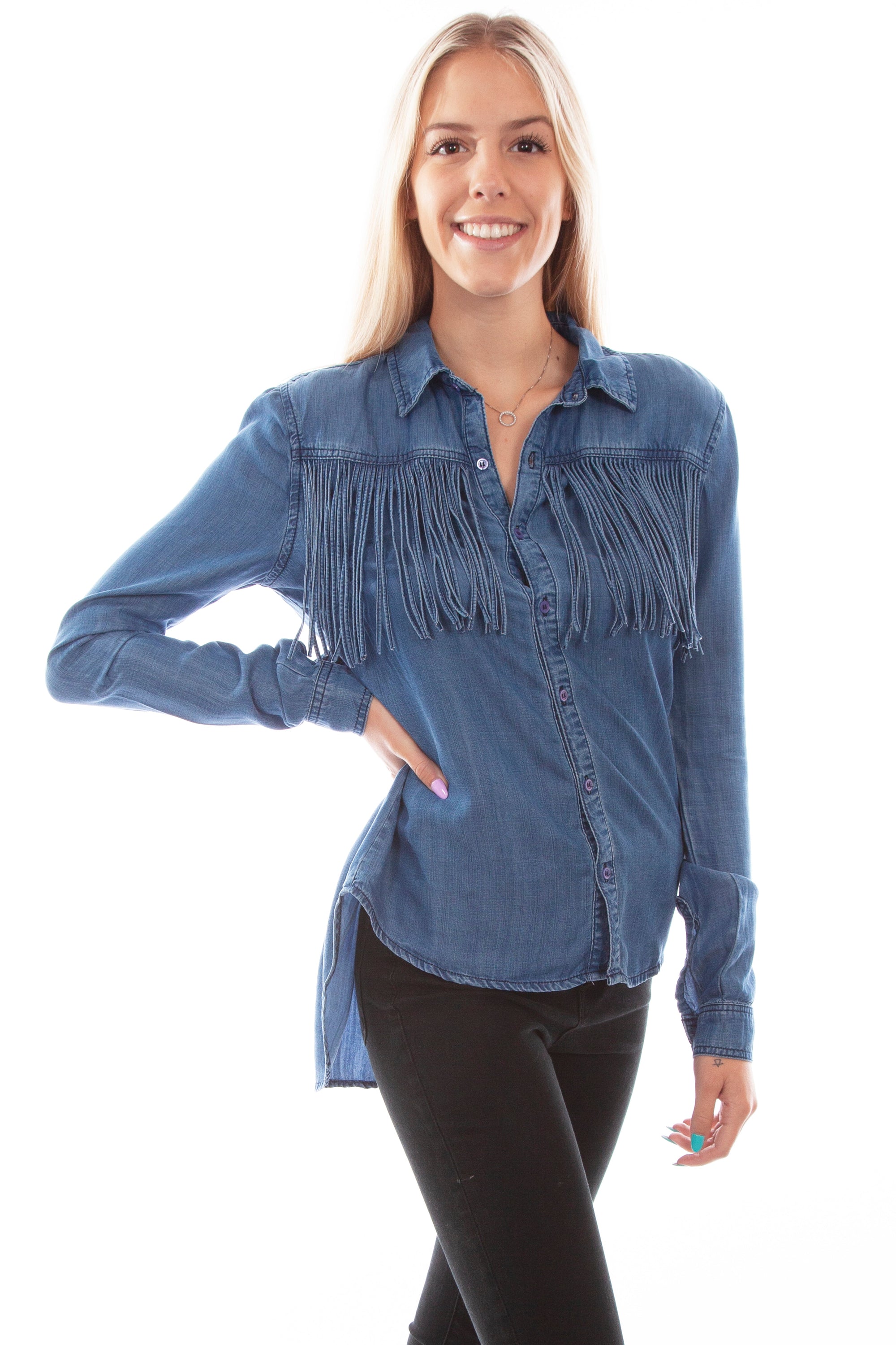 Fringe Button Down Blouse - HC641