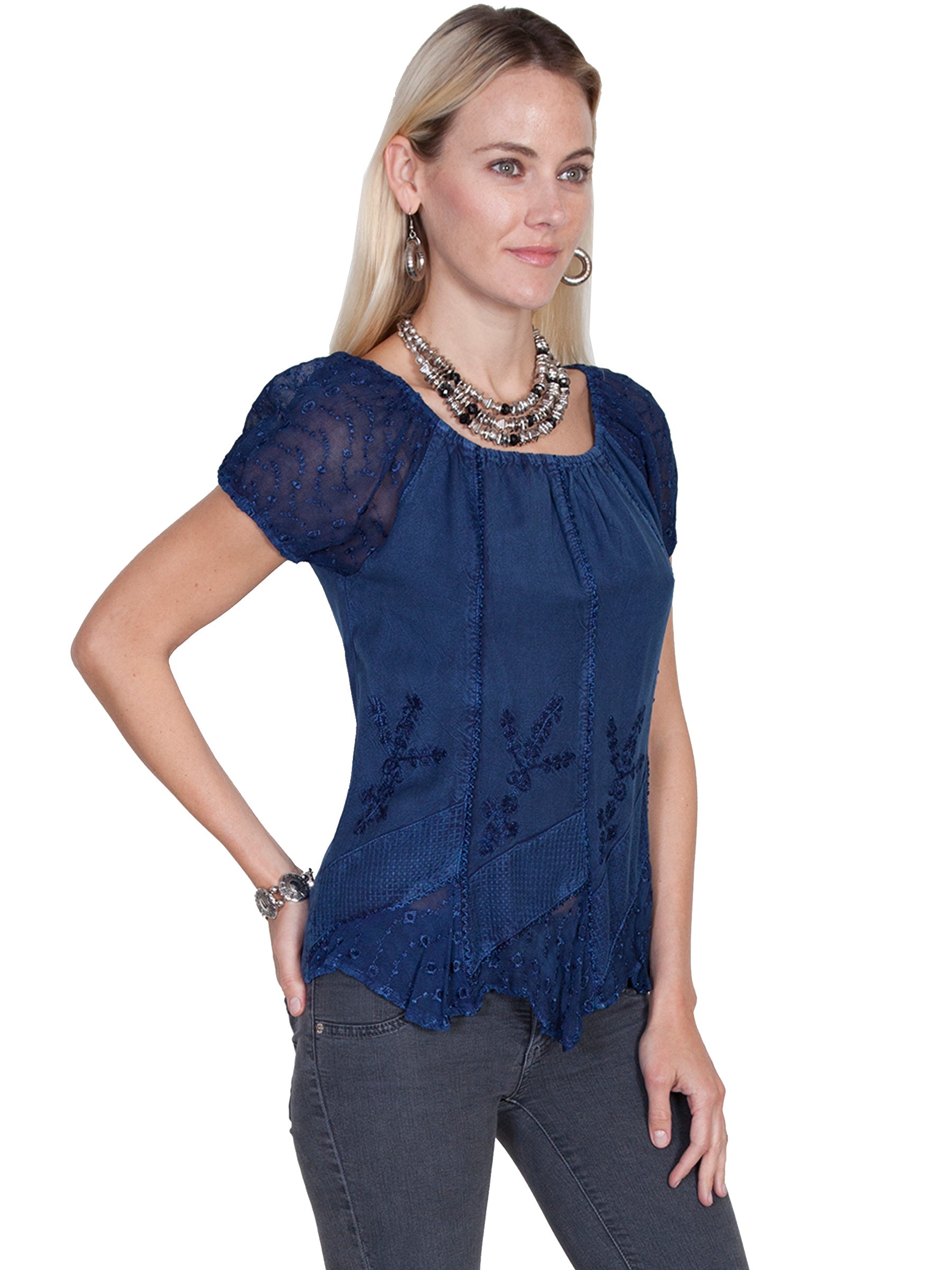 Rayon Elastic Sleeve Blouse - HC66