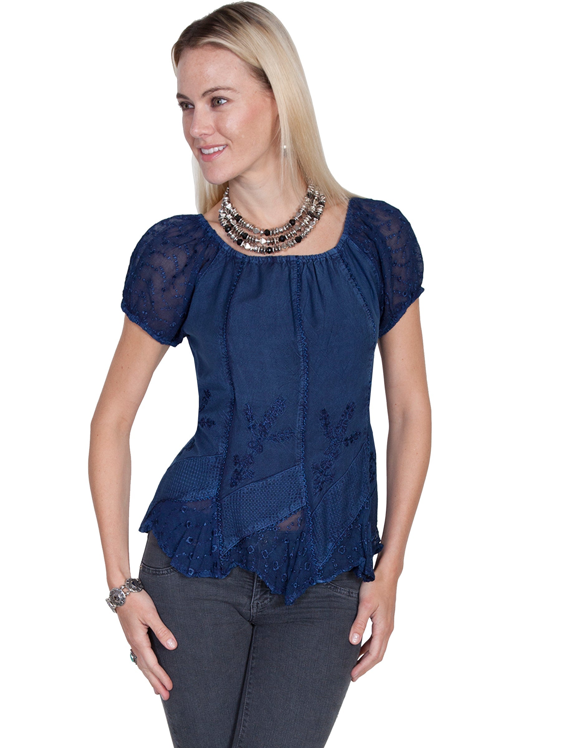 Rayon Elastic Sleeve Blouse - HC66