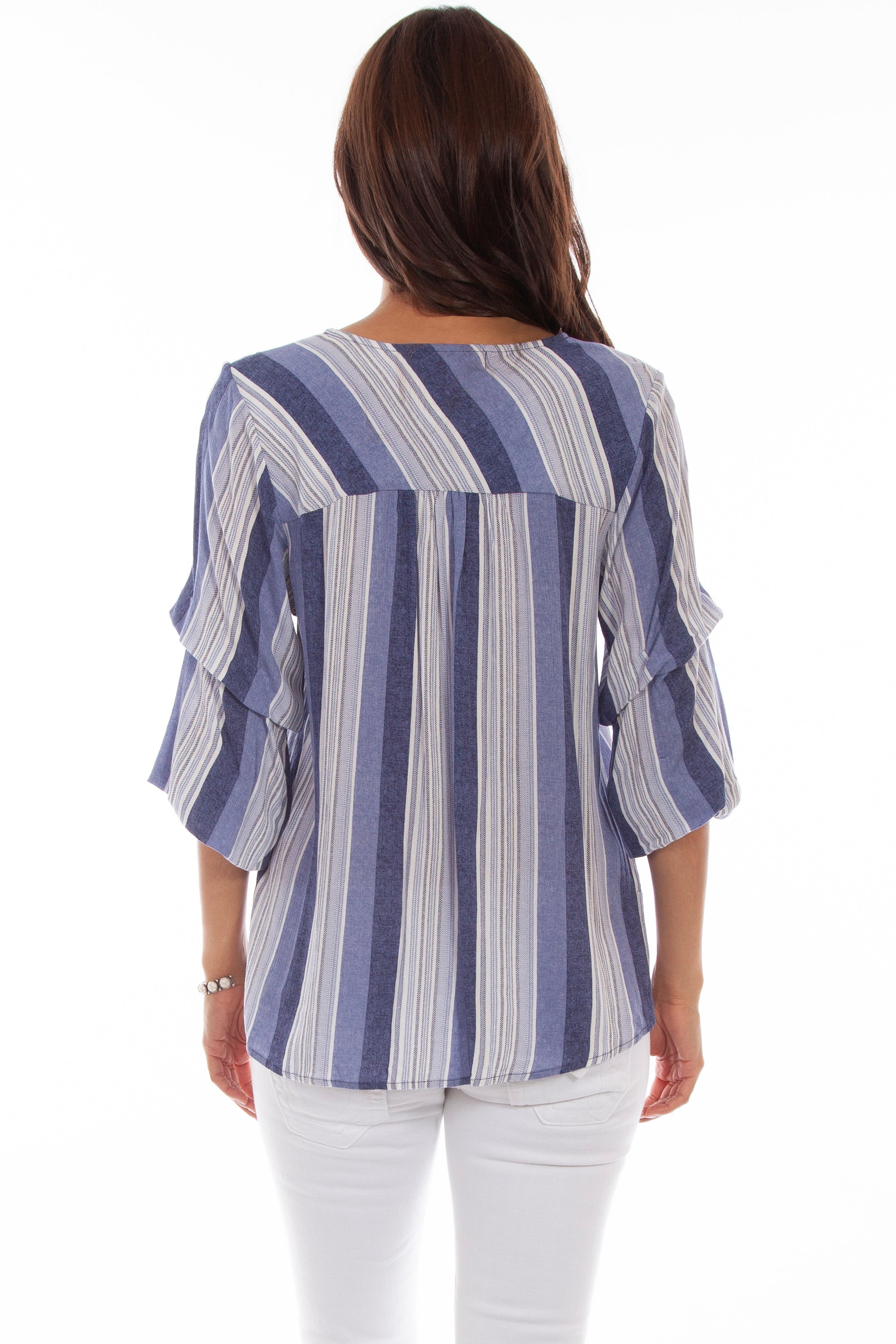 Tie Front Top W/puff Print - HC663
