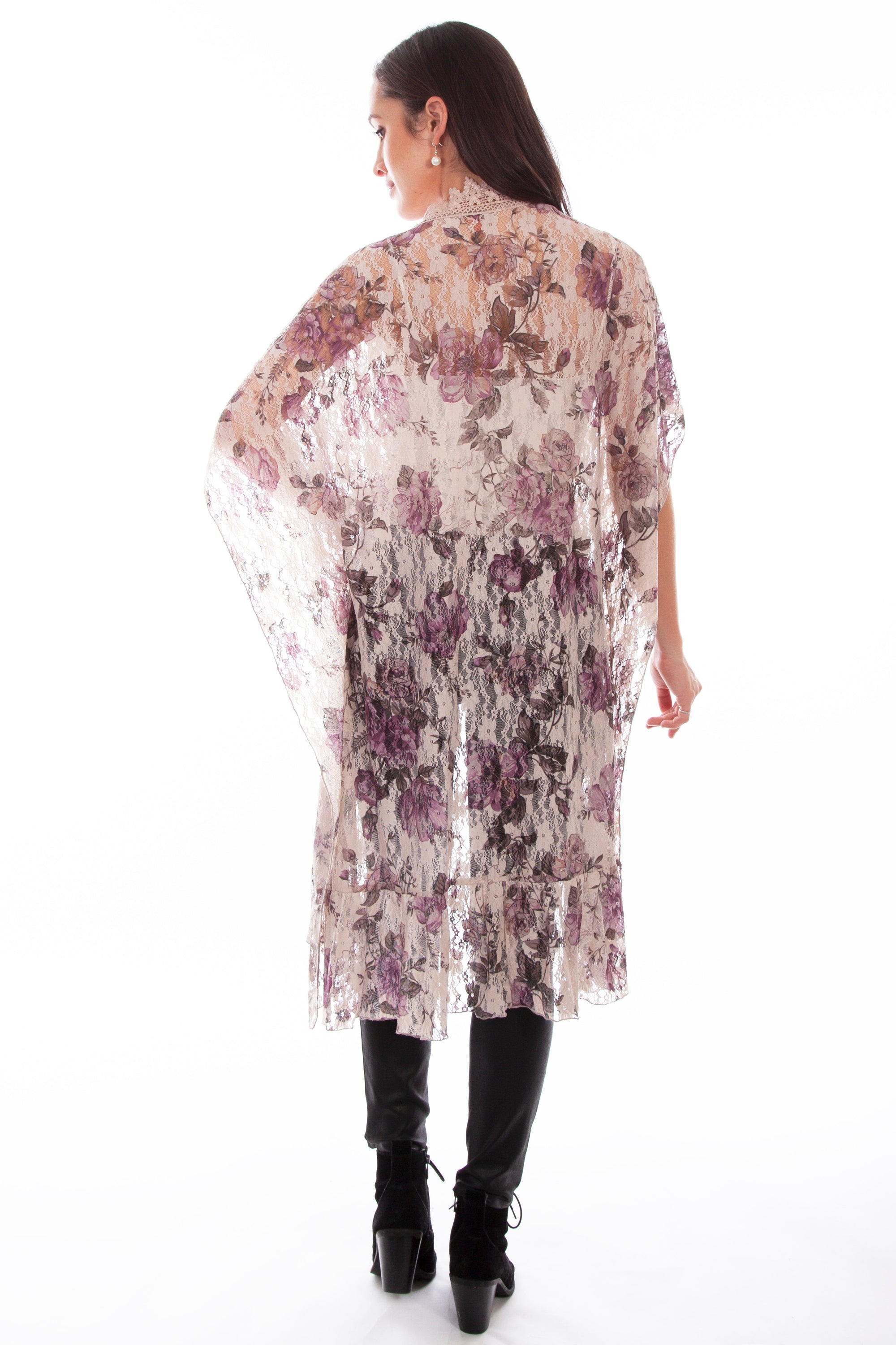 Printed Lace Crochet Trim Duster - HC669