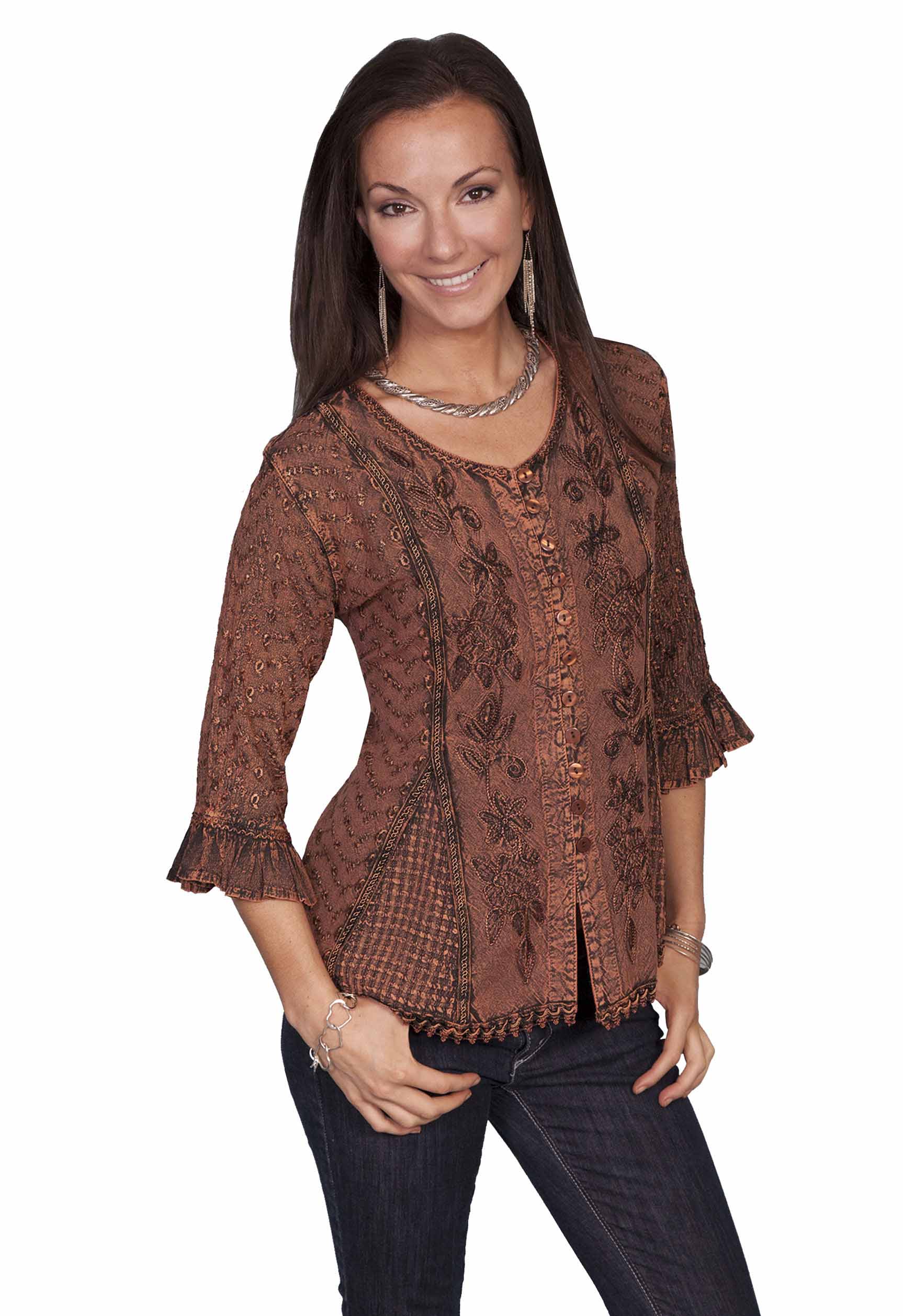 Rayon 3/4 Sleeve Blouse - HC67