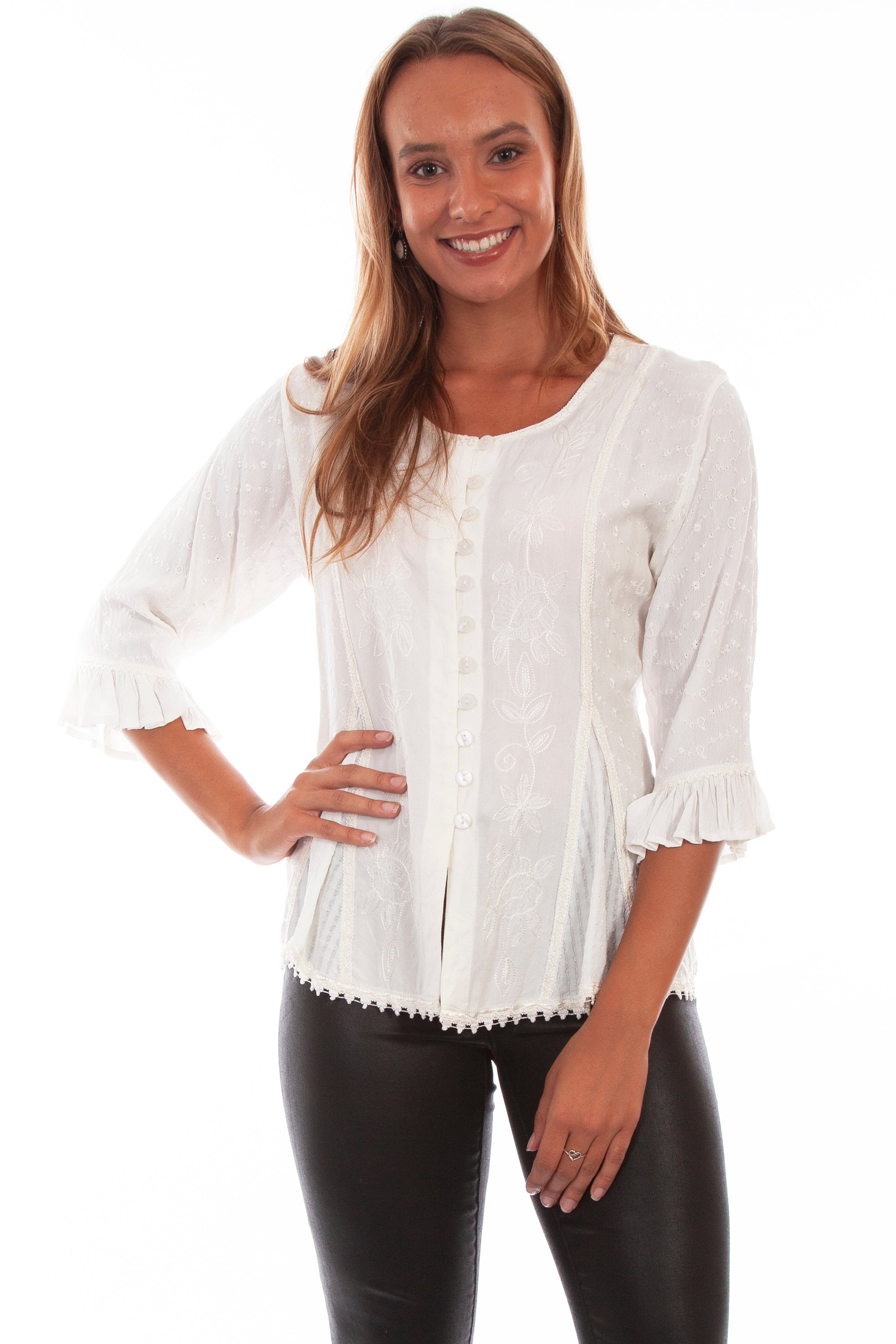 Rayon 3/4 Sleeve Blouse - HC67