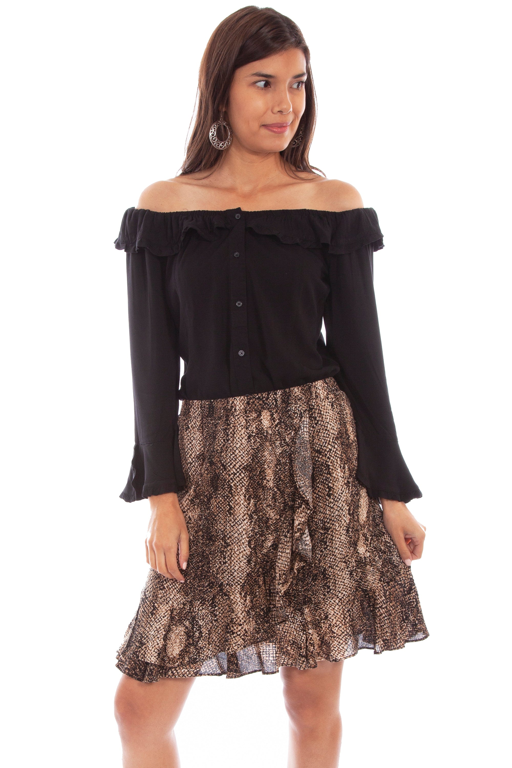 19" Ruffled Python Skirt - HC676
