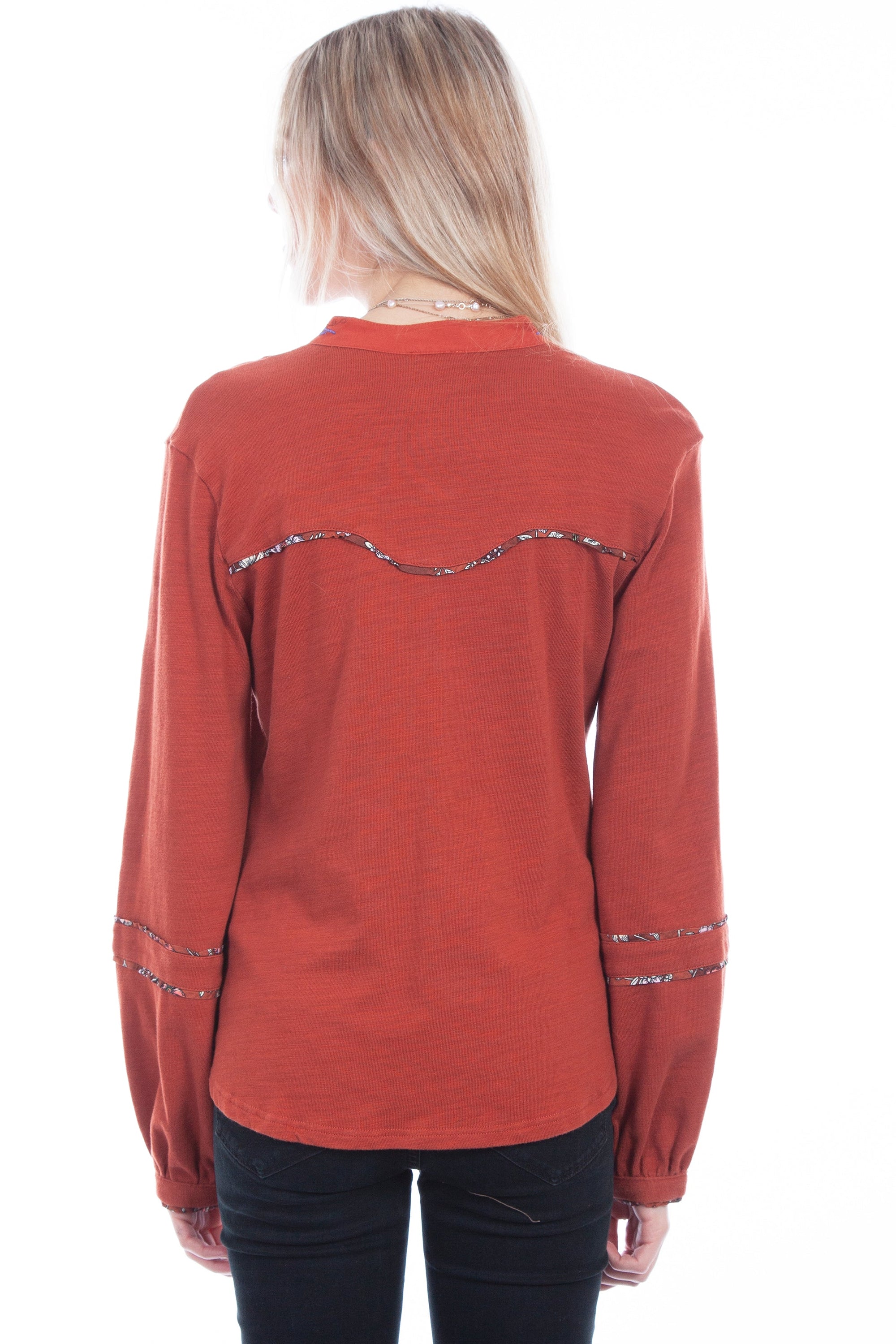 Embroidered Yoke L/s Blouse - HC682