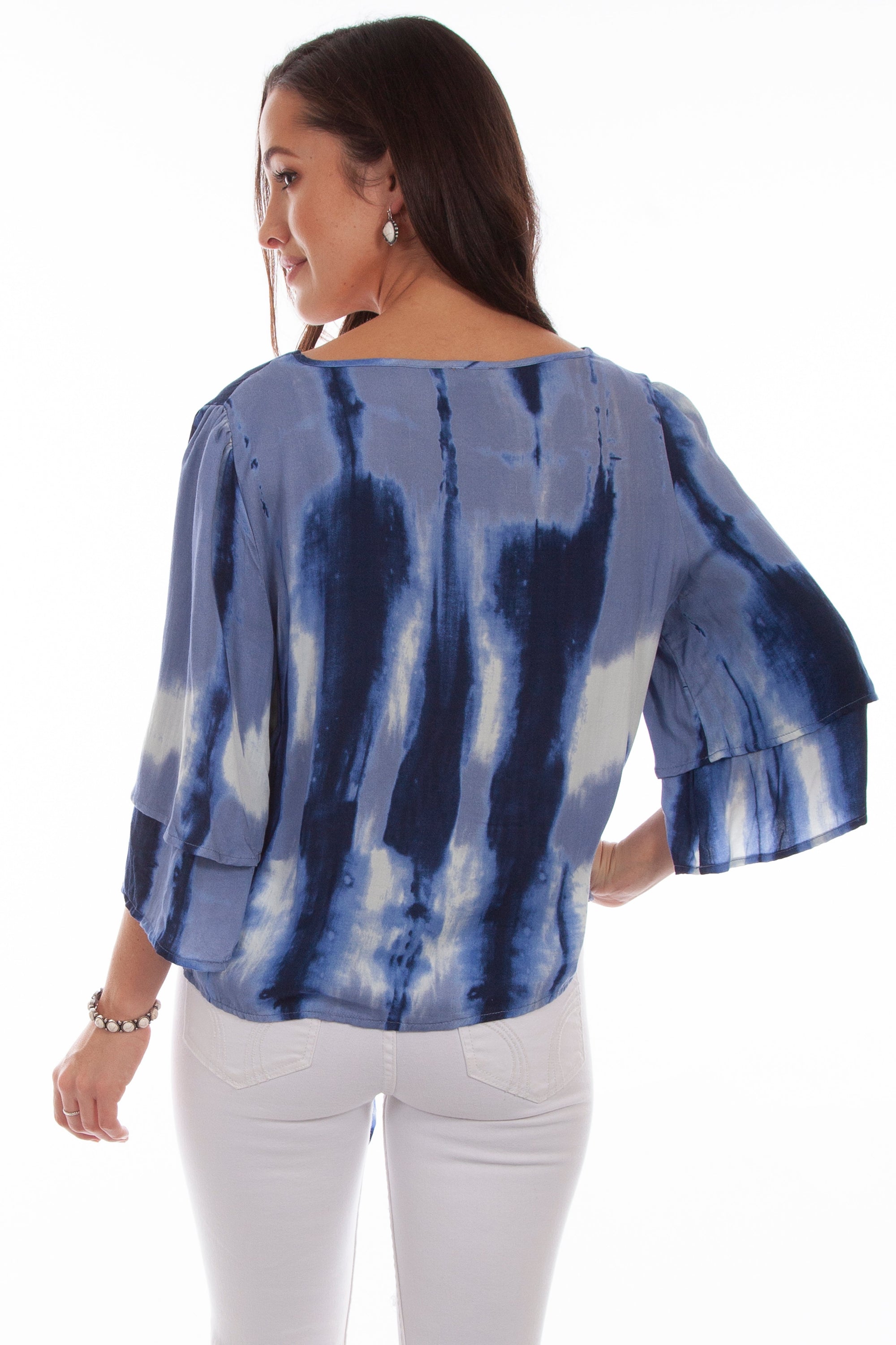 Tie Dye Tie Front Blouse - HC690