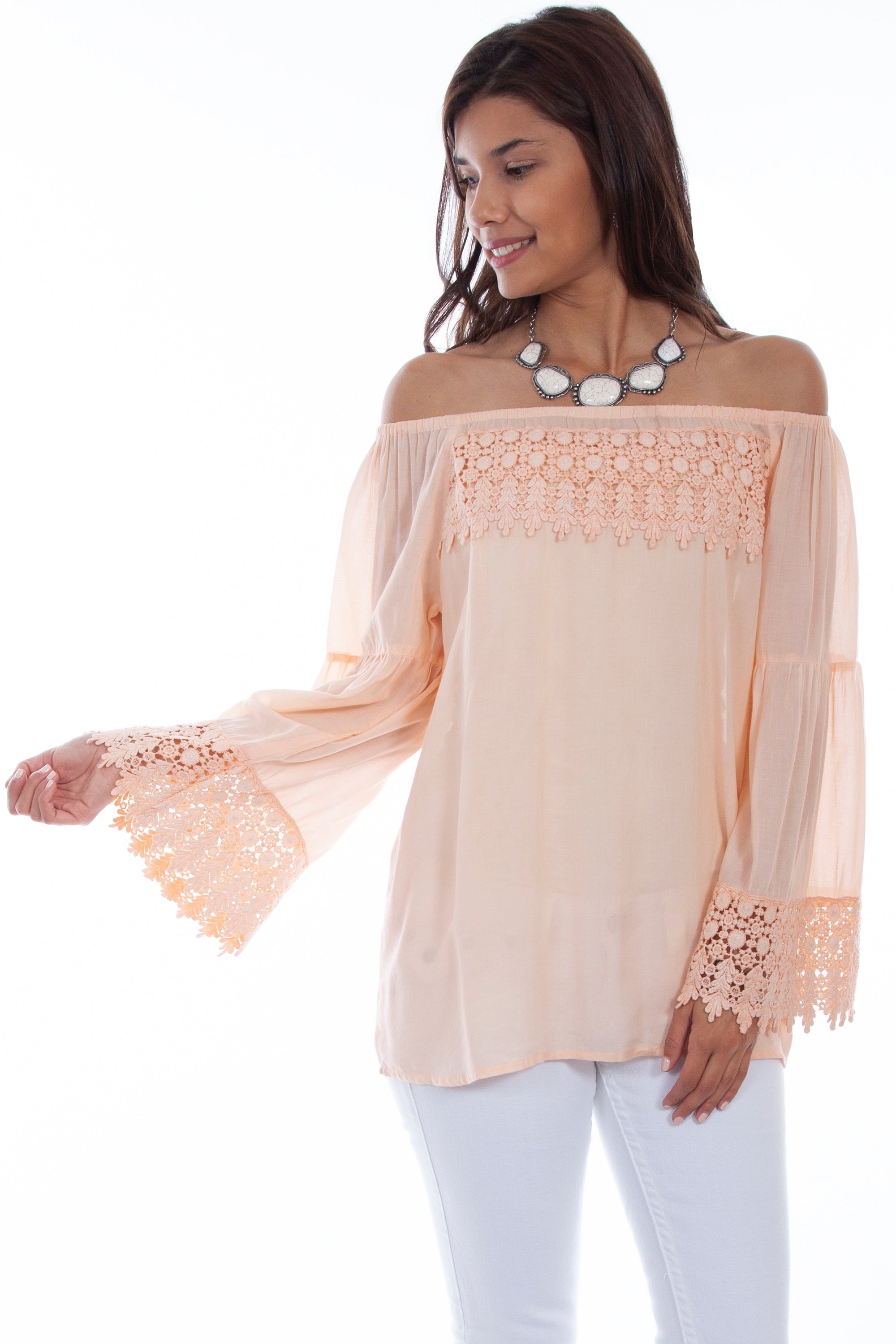 Peasant Blouse W/crochet Lace - HC695