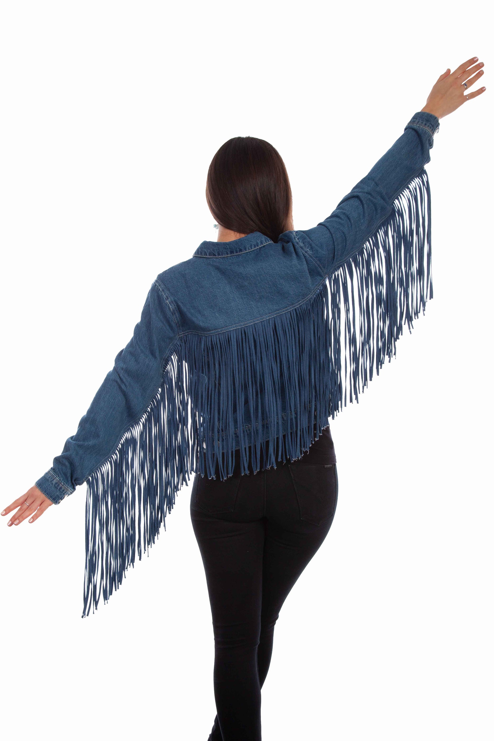 Denim Jacket W/denim Fringe - HC711