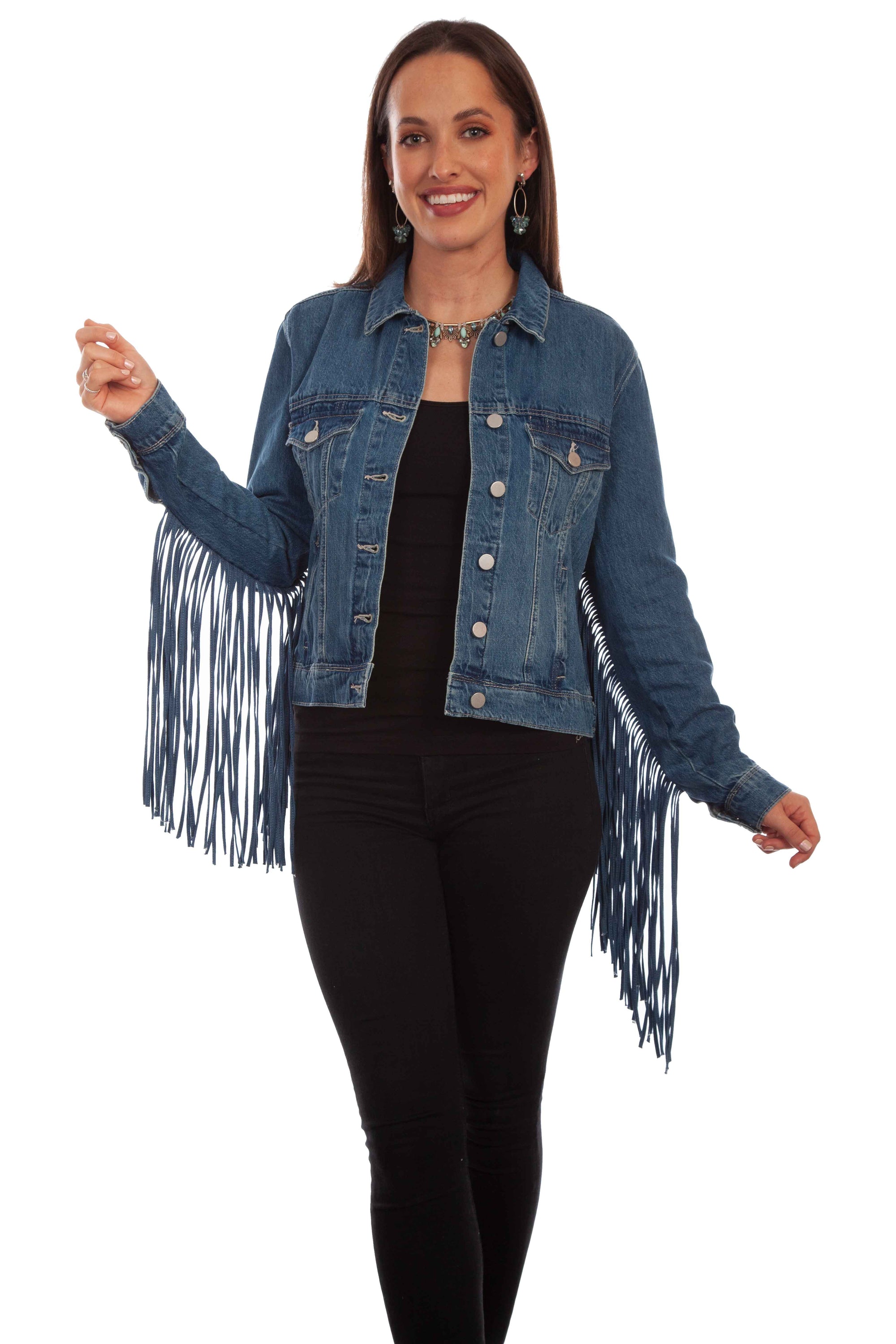 Denim Jacket W/denim Fringe - HC711