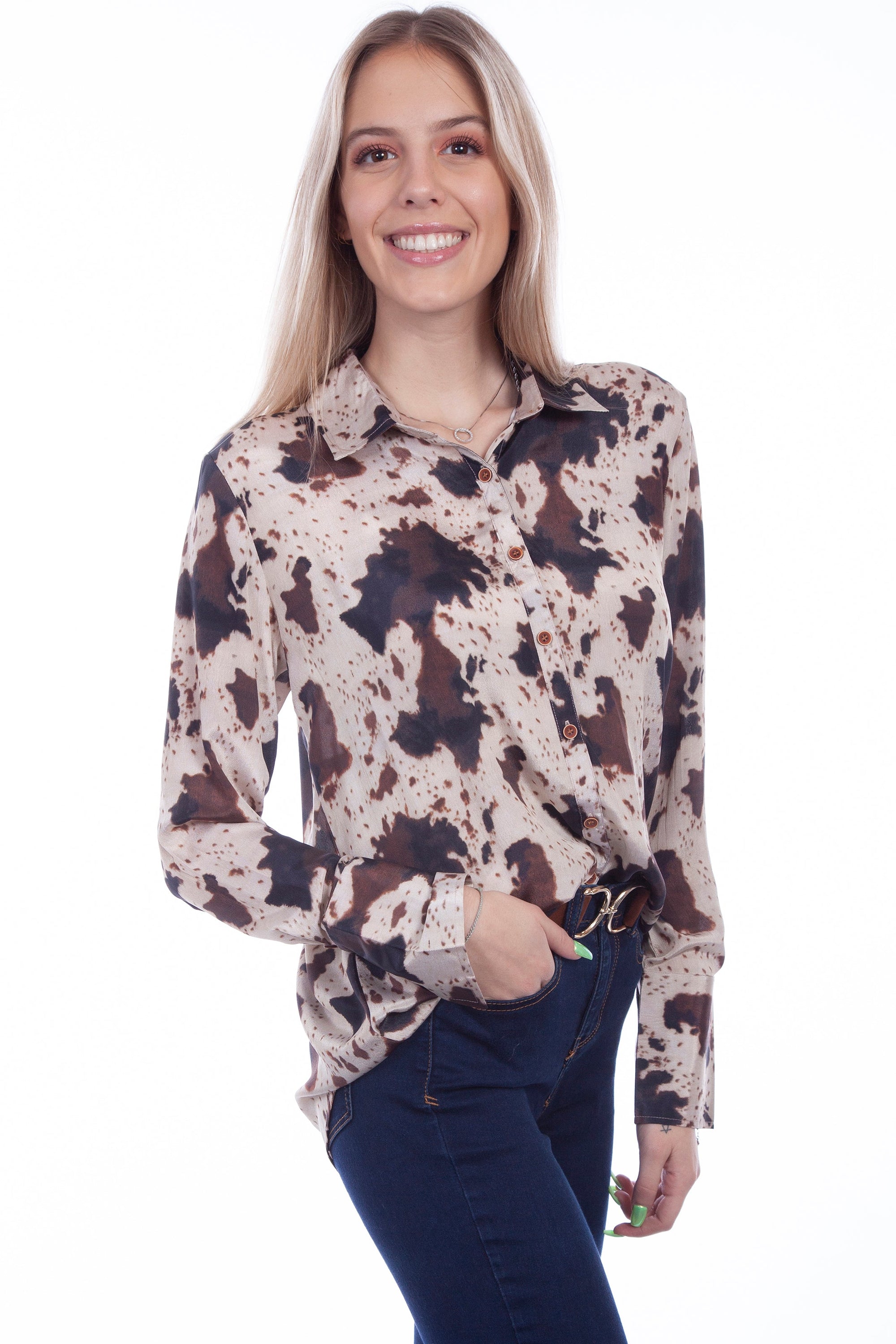 Poly Crepe Blouse W/western Bk Yoke - HC715