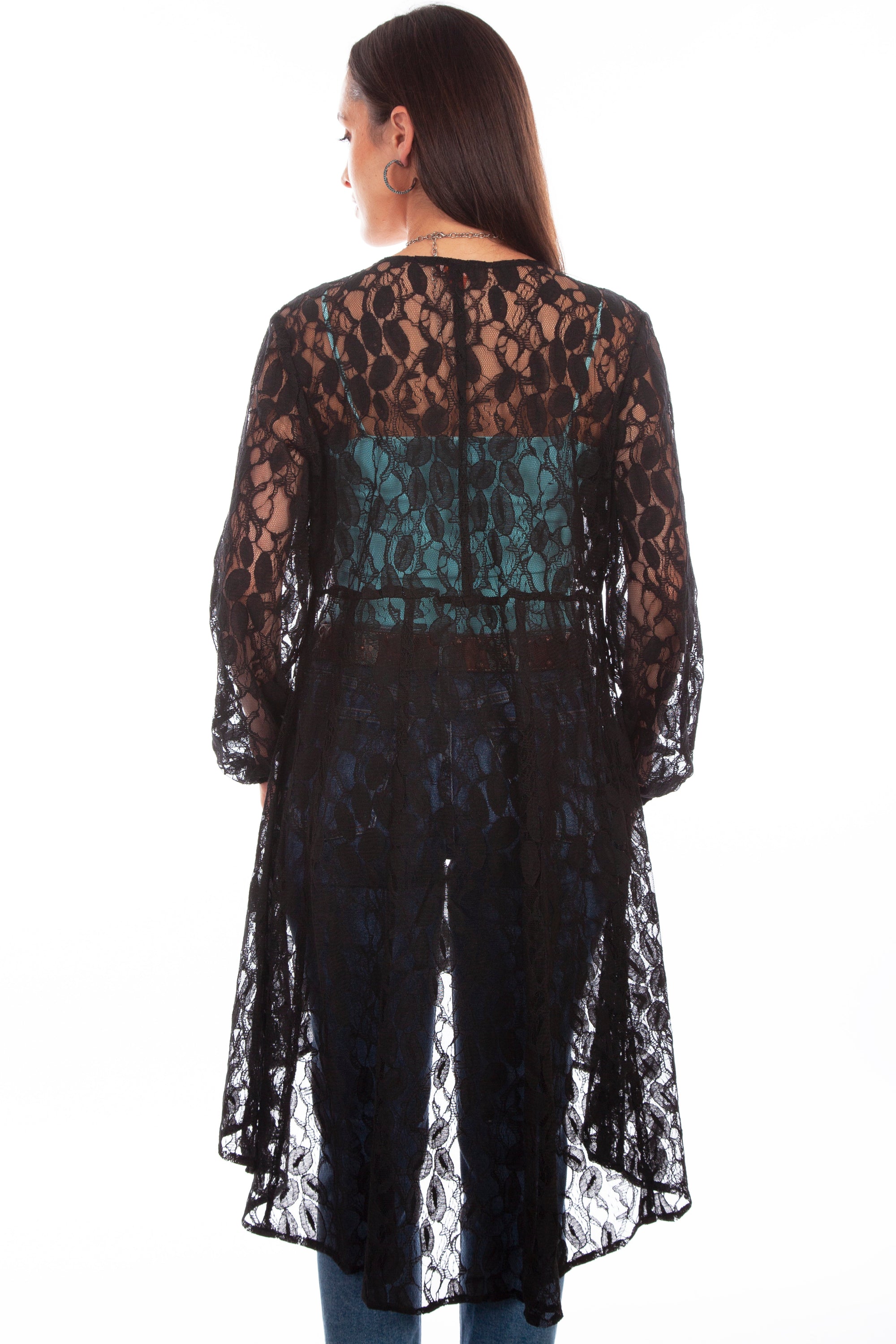 Lace Overlay Duster W/emb Bust - HC736