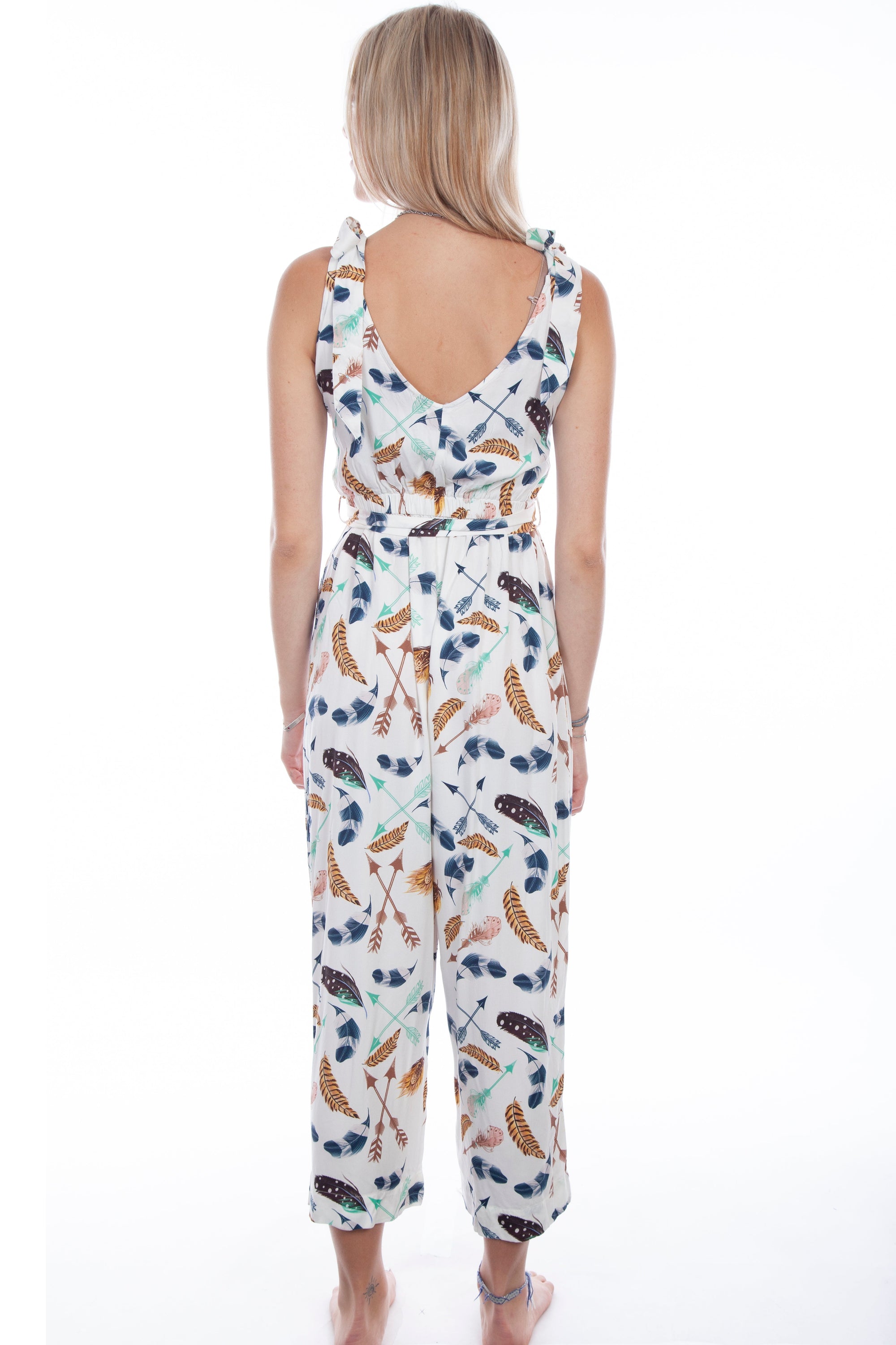 Gaucho Length Jumpsuit Feathers Arro - HC746