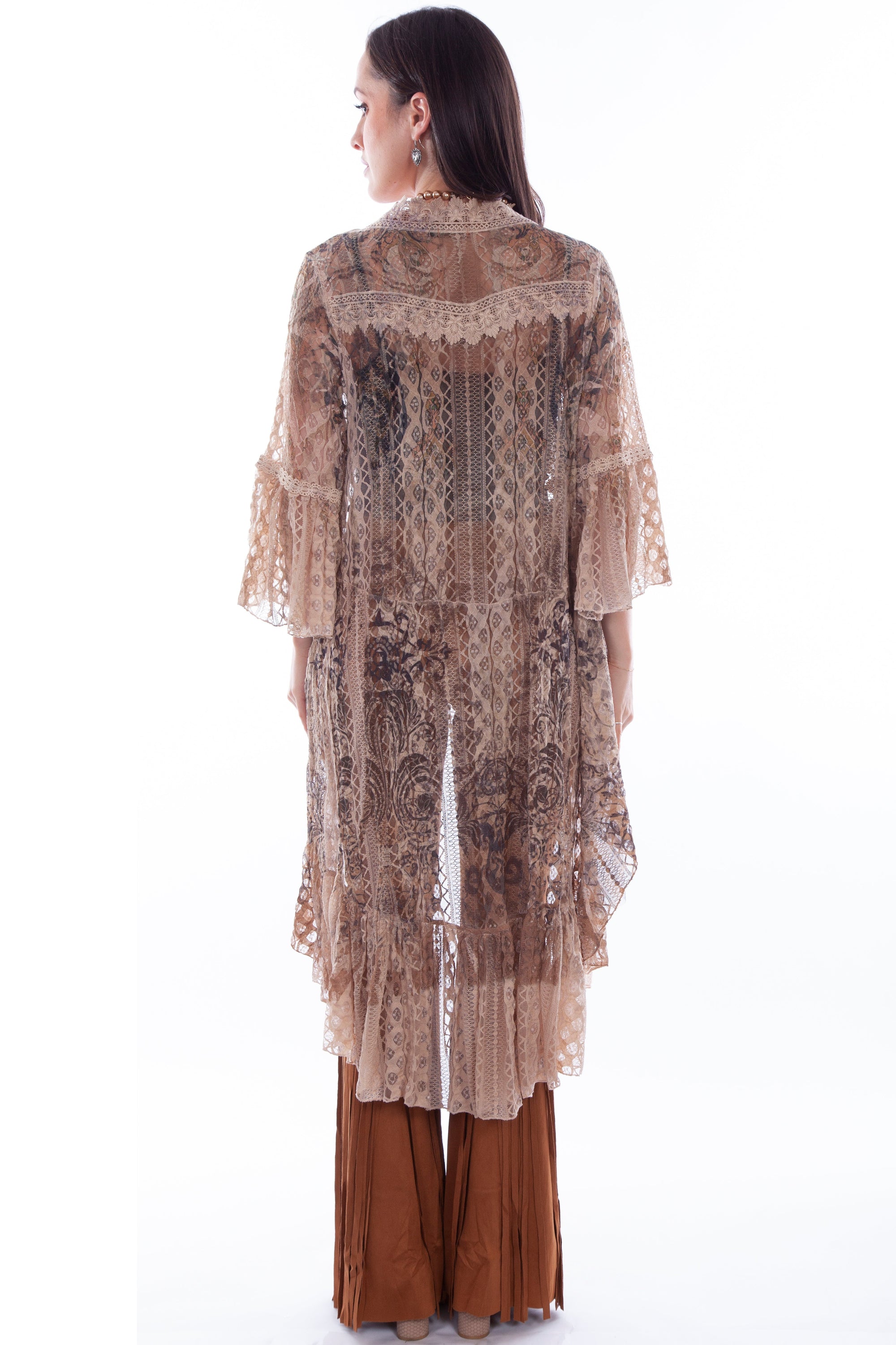 Printed Lace Cardigan W/crochet Trim - HC754