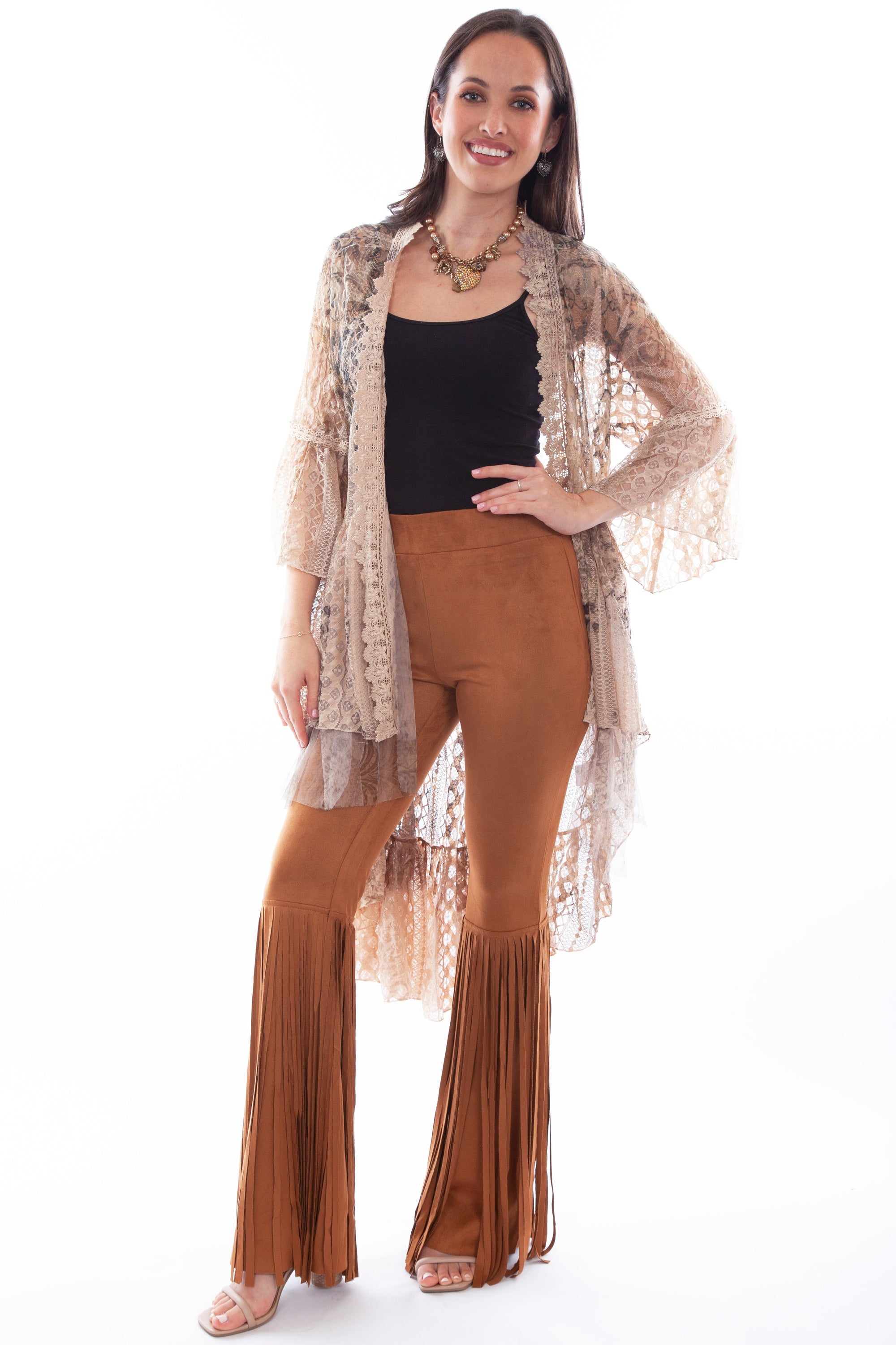 Printed Lace Cardigan W/crochet Trim - HC754