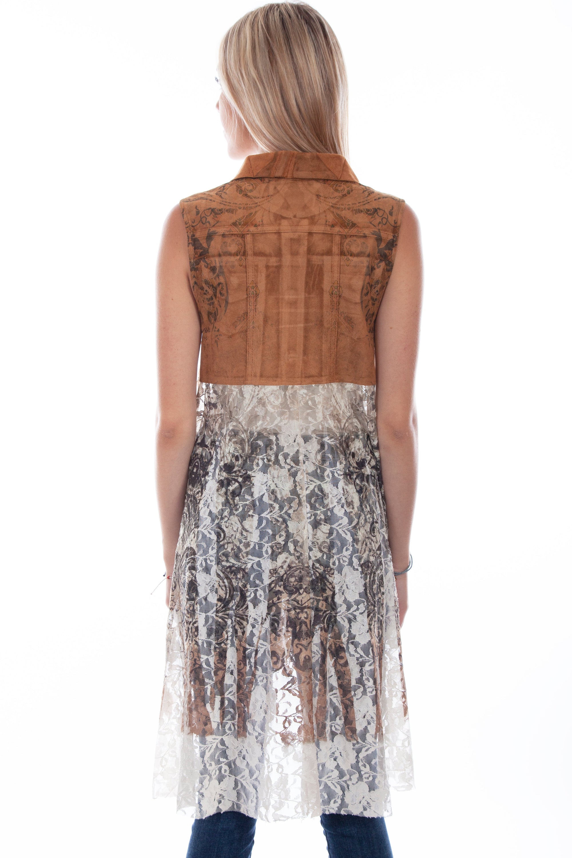 Micro Fiber Vest W/printed Lace - HC759