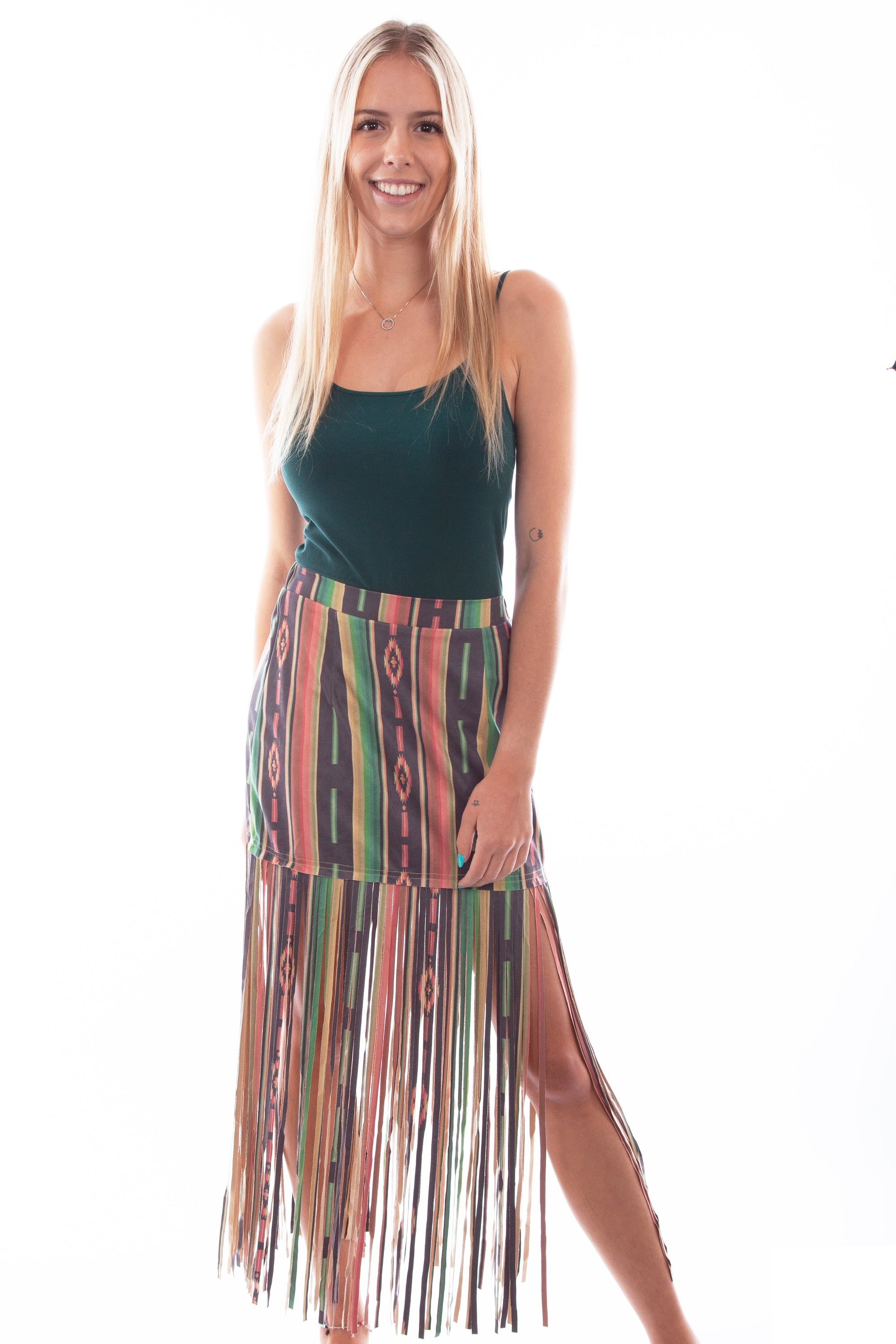 Microfiber Serape Print Skirt W/frin - HC765