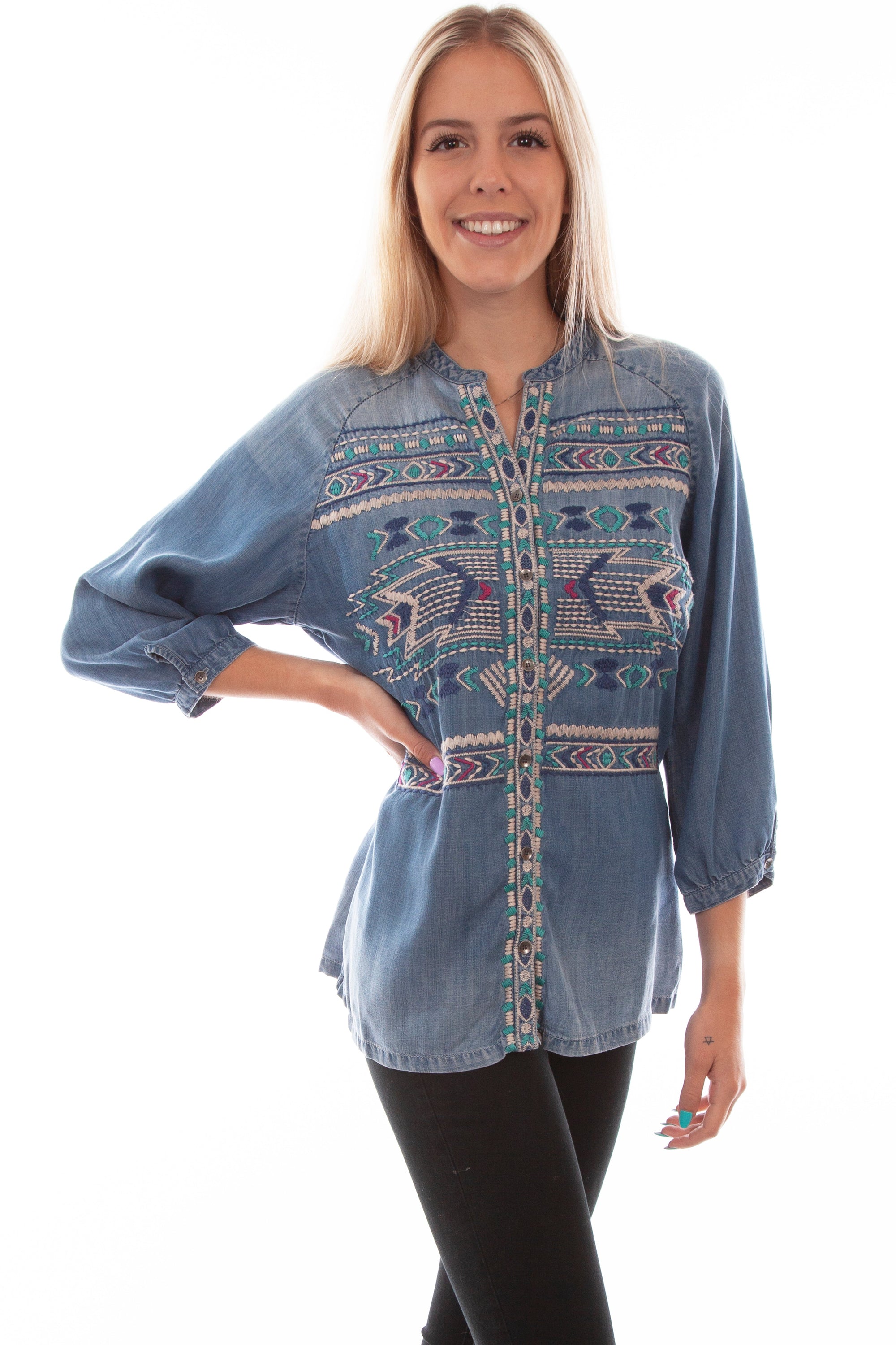 Embroidered Tencel Blouse - HC777